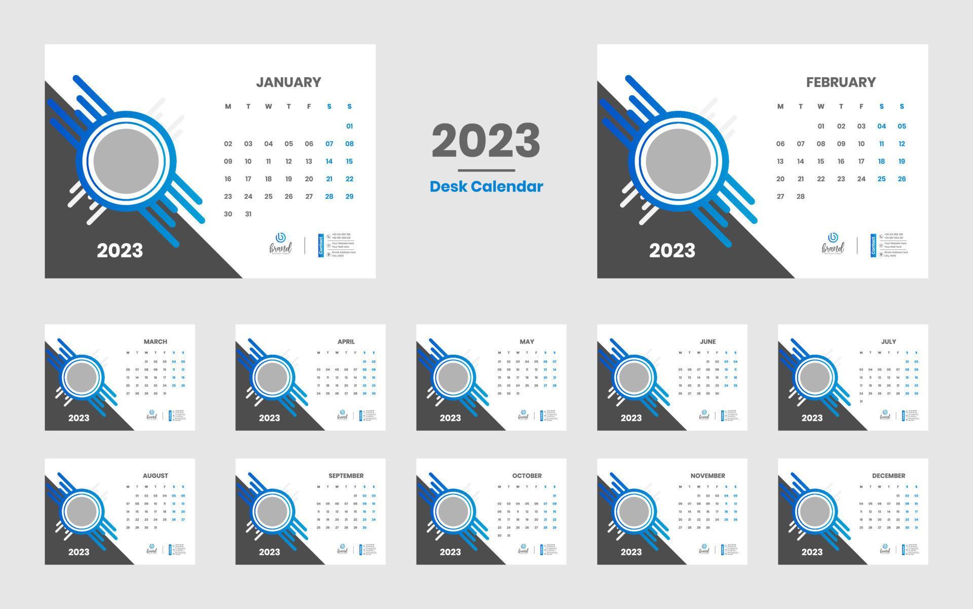 Desk Calendar 2023 Template 13440831 Vector Art at Vecteezy