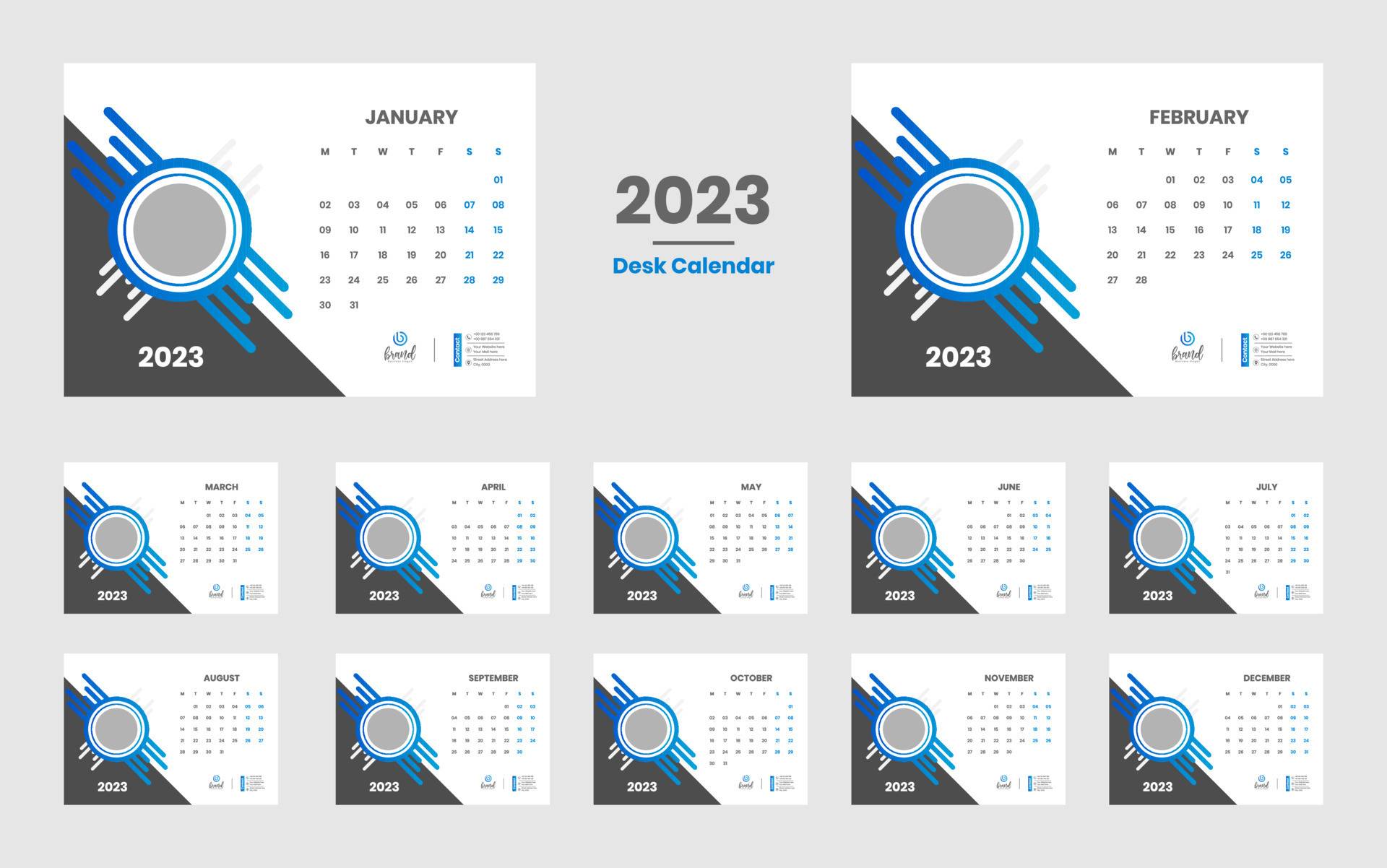 Desk Calendar 2023 Template 13440831 Vector Art at Vecteezy