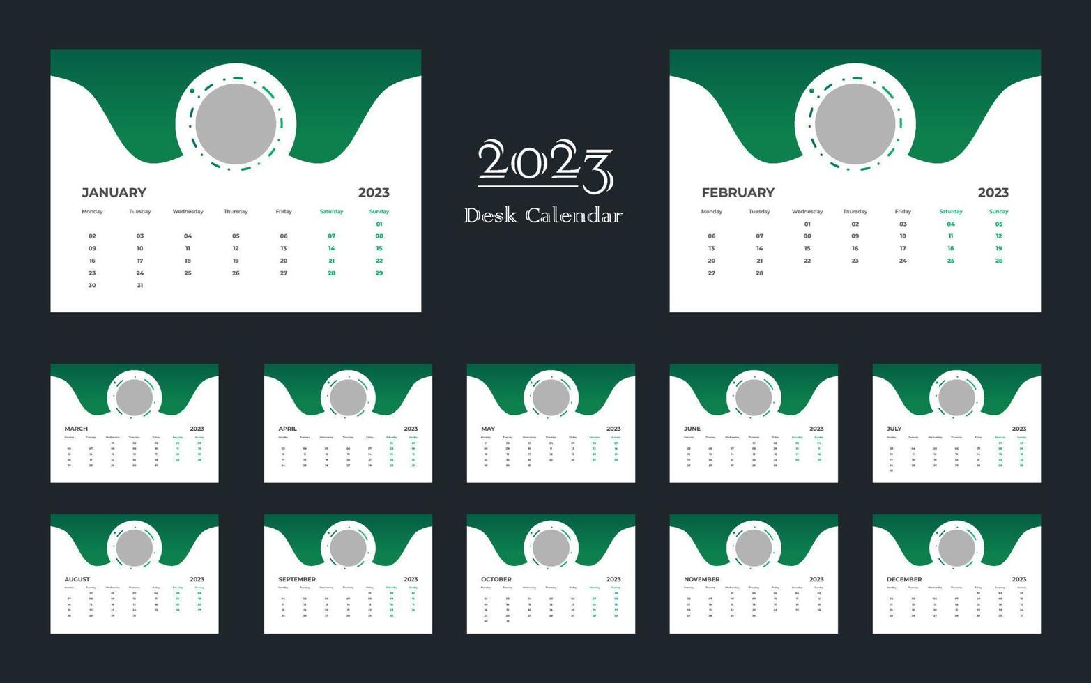 plantilla de calendario de escritorio 2023 vector