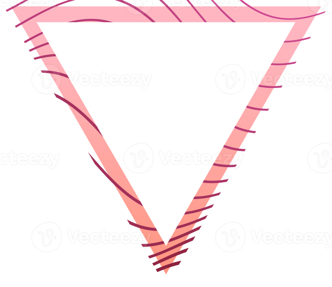 Decorative triangle frame with strokes pink color. Transparent geometric shape. png