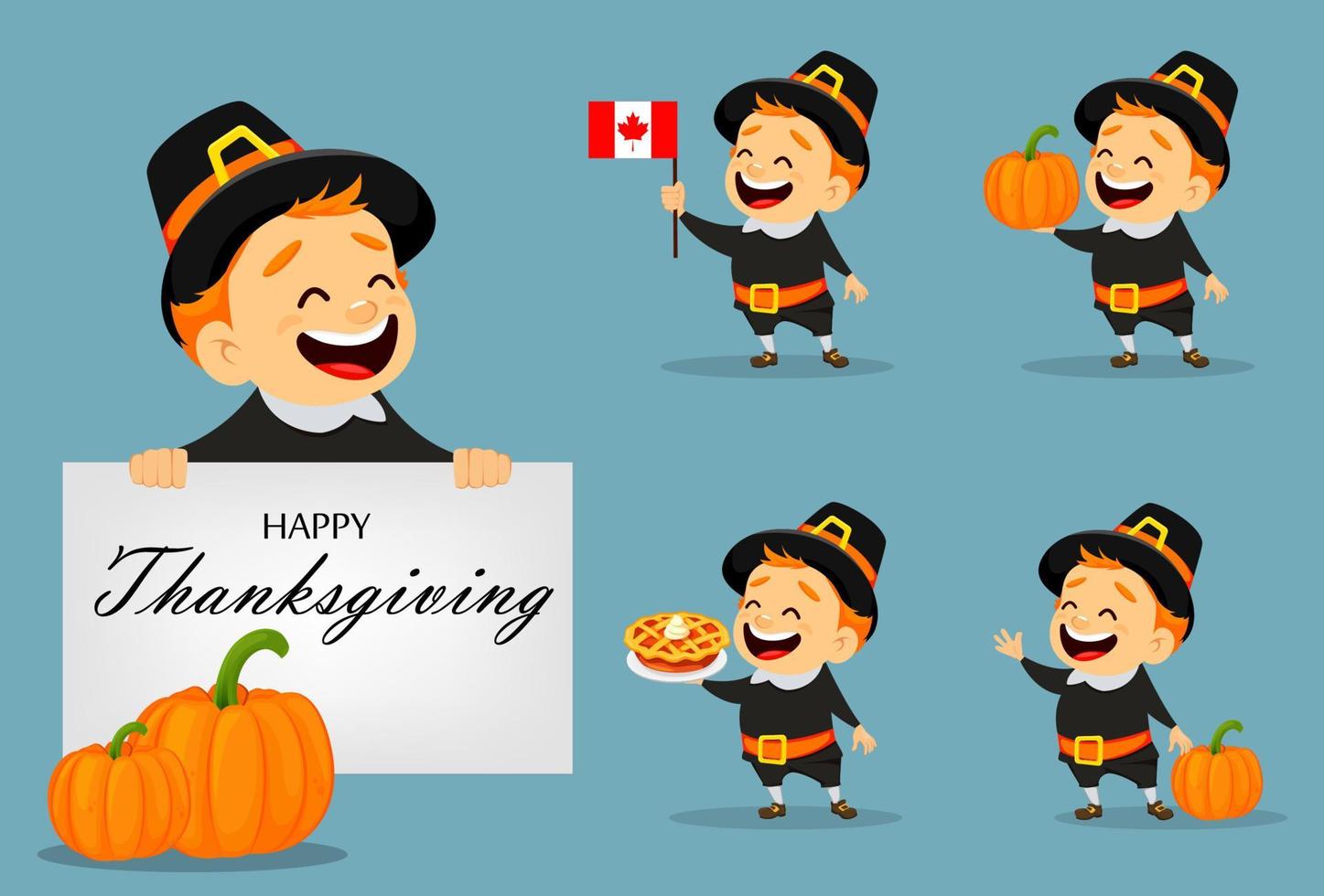 Thanksgiving greeting card with Canadian man vector