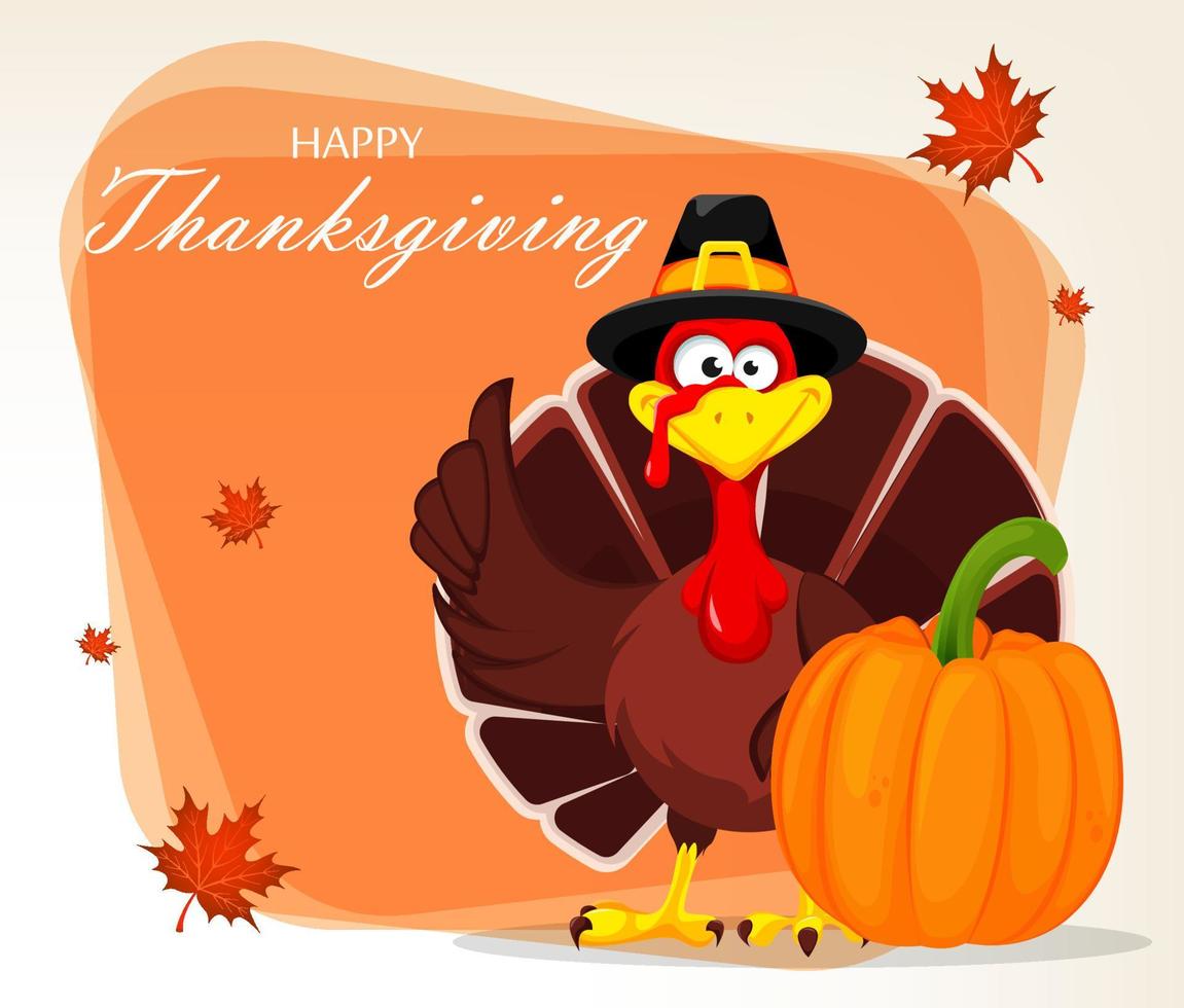Thanksgiving greeting card with a turkey bird vector