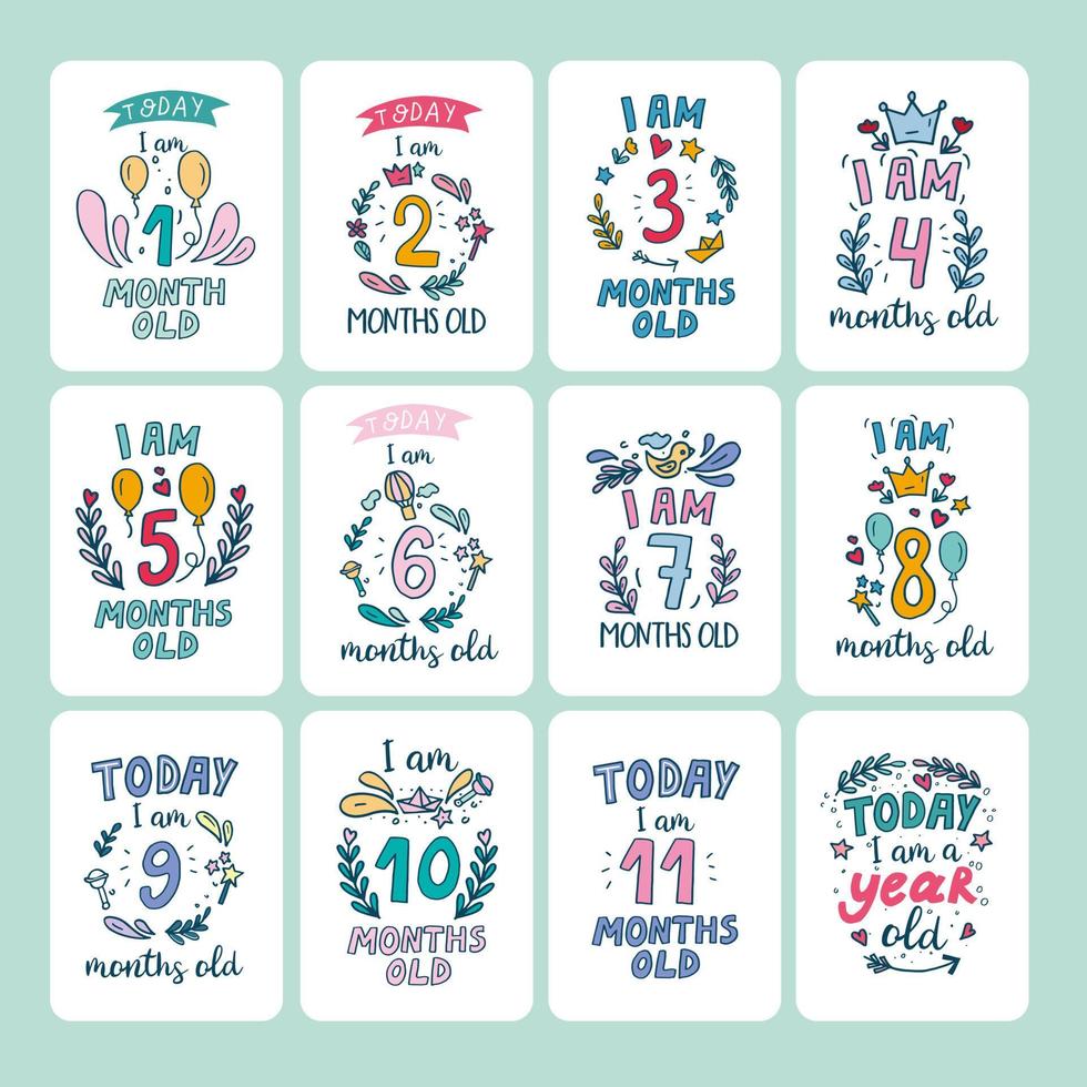 Baby Milestone cards vector