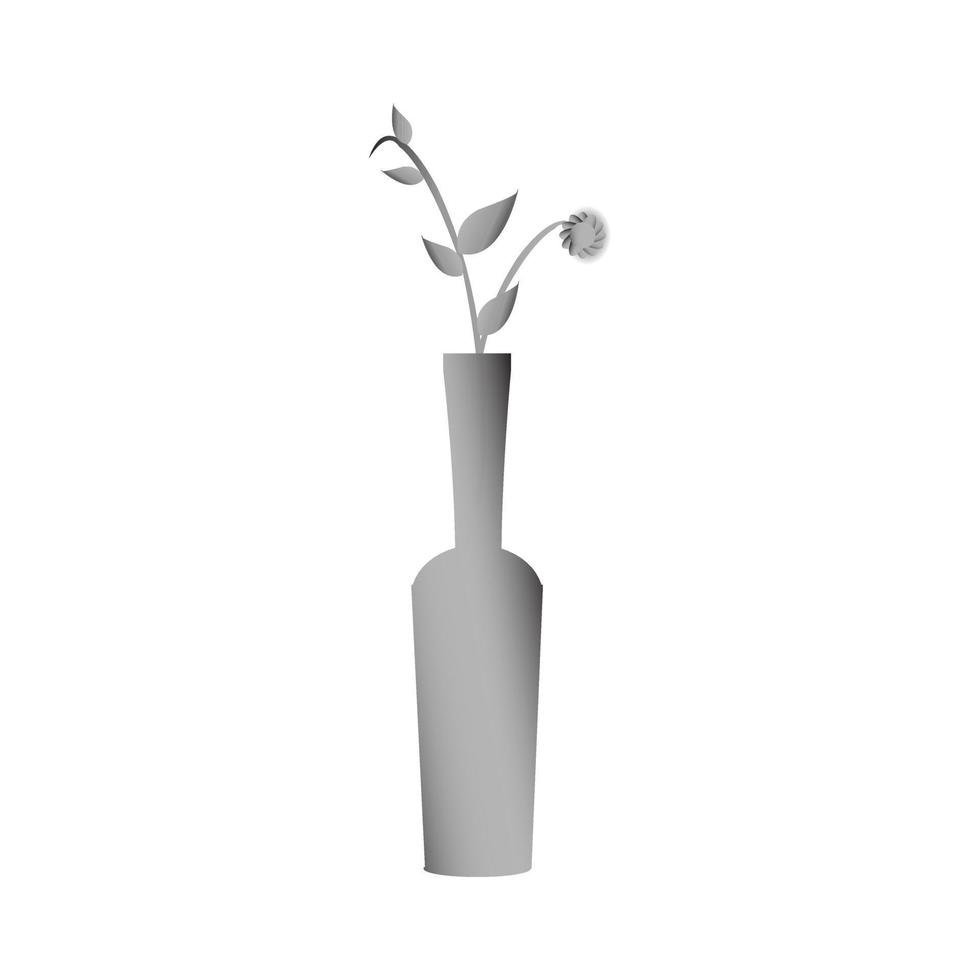 the flower in pot with grey color and white background. flower illustration vector