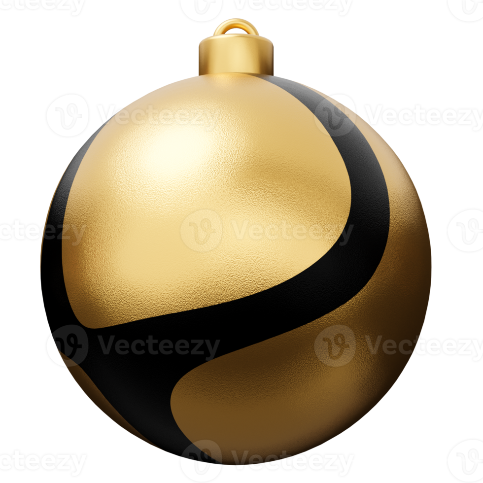 oro e nero Natale fronzolo palla 3d rendere png