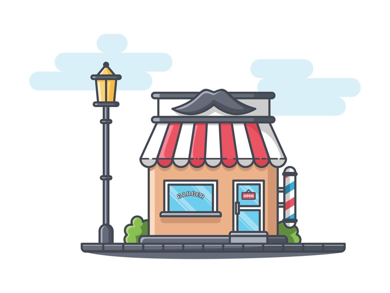 Illustration Of Barbershop Store On a White Background Vector Format