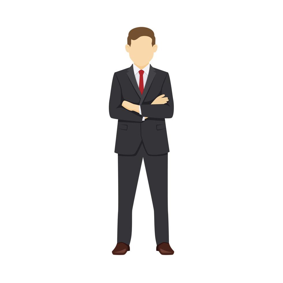 Flat Design Business Man with Arms Crossed vector