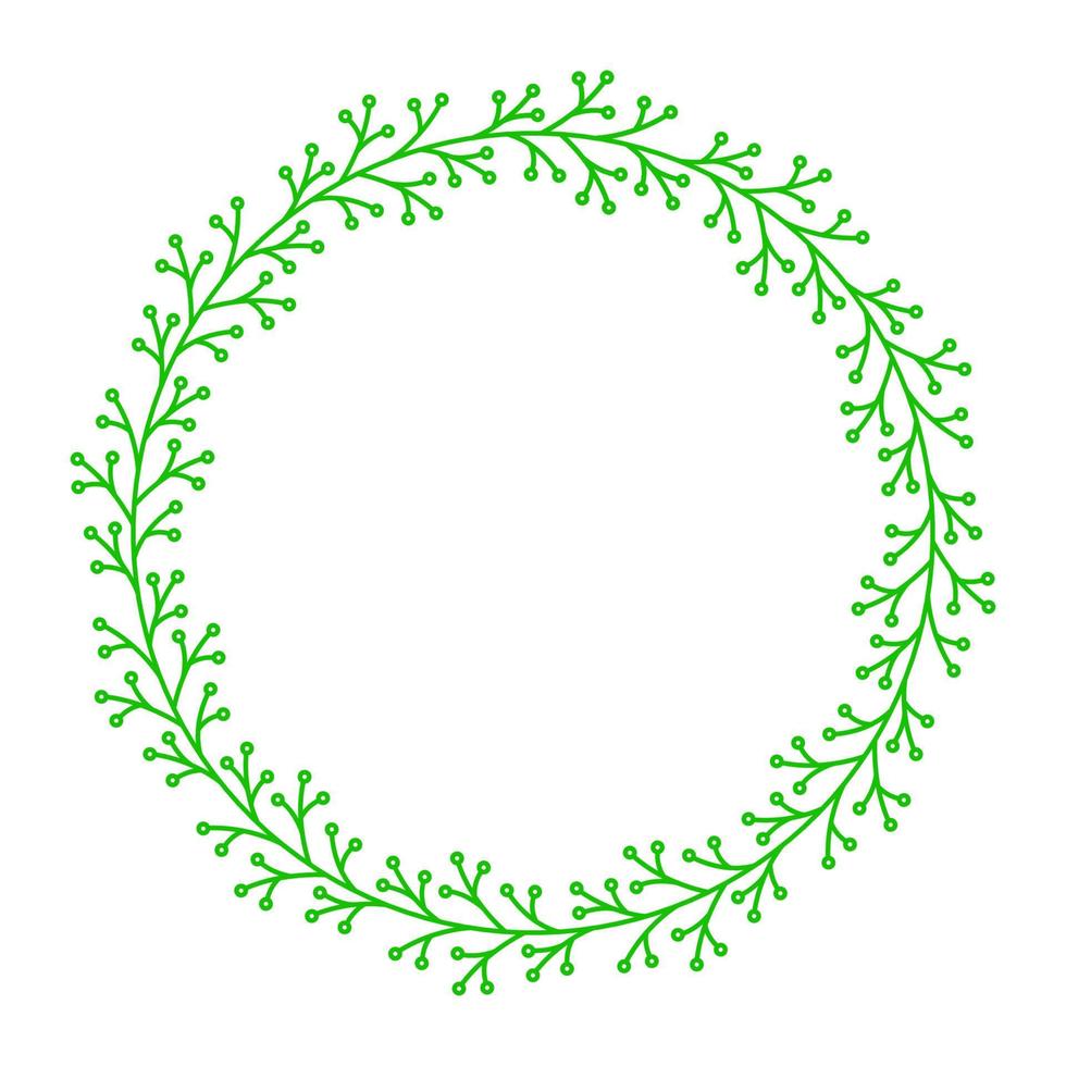 green round floral wreath line art vector frame illustration