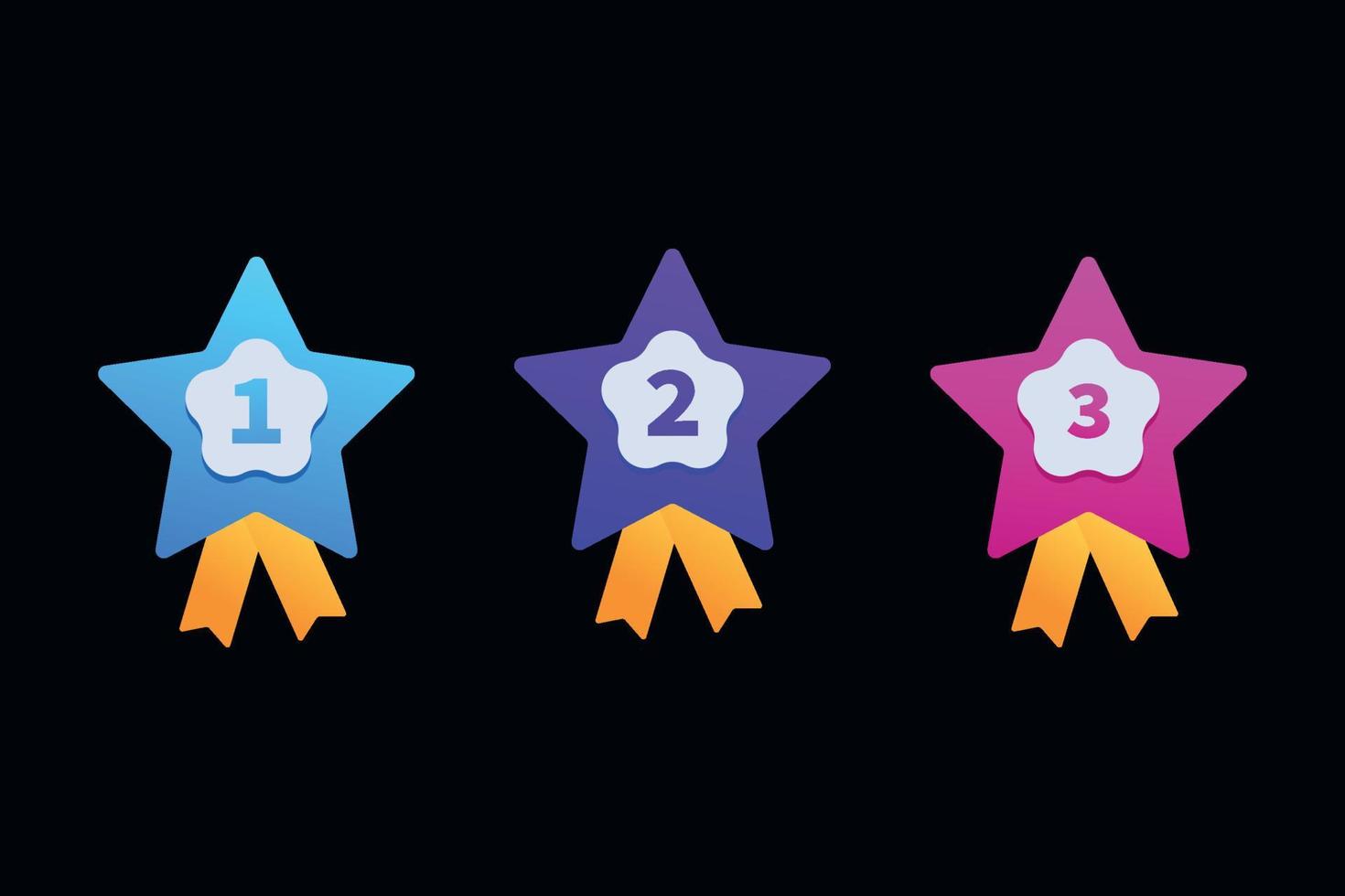 1st, 2nd, 3rd places badges with ribbons with quality mark award for medal vector. vector