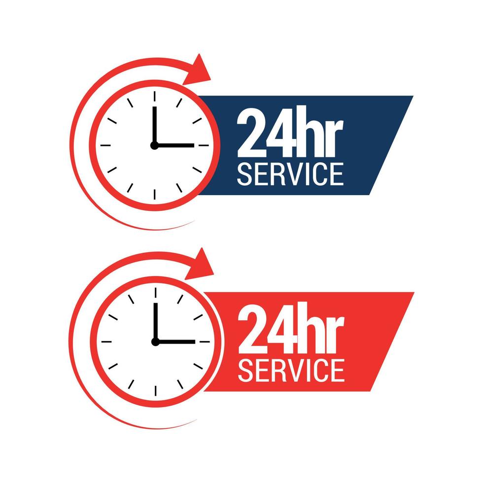 Everyday 24hr service  with clock vector. vector