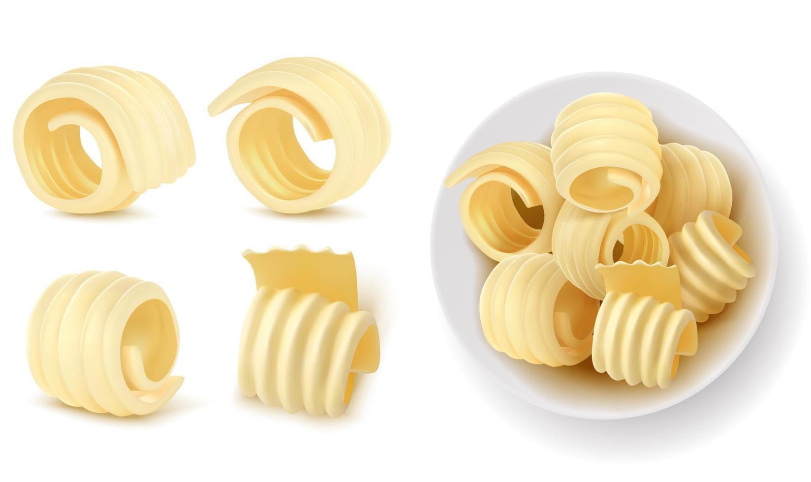 Butter curl or swirls in bowl 3d vector