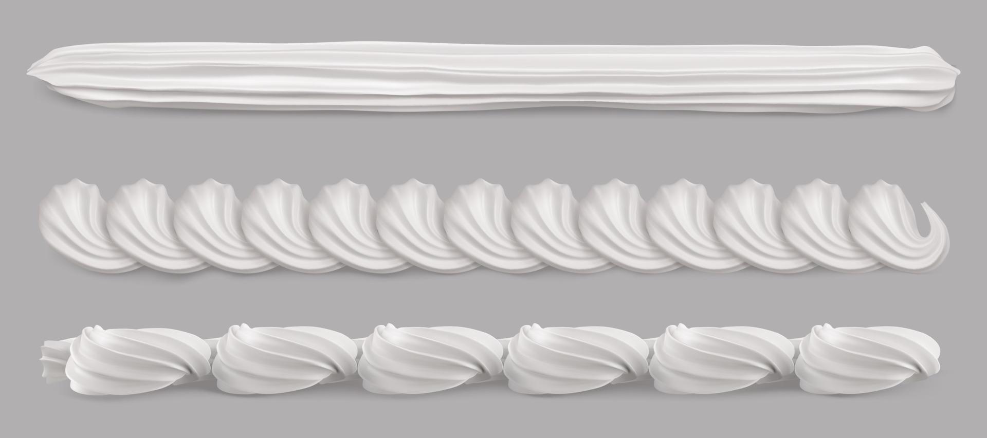 Whipped cream border, white vanilla swirl vector