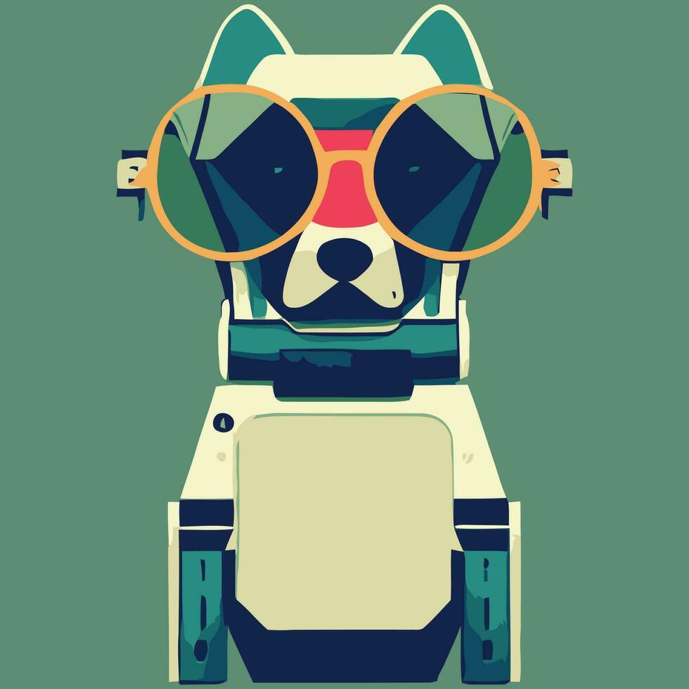 gráfico vectorial ilustrativo de un perro robótico con gafas de sol aislado bueno para el logotipo, icono, mascota, afiche, impresión o personalización de su diseño vector