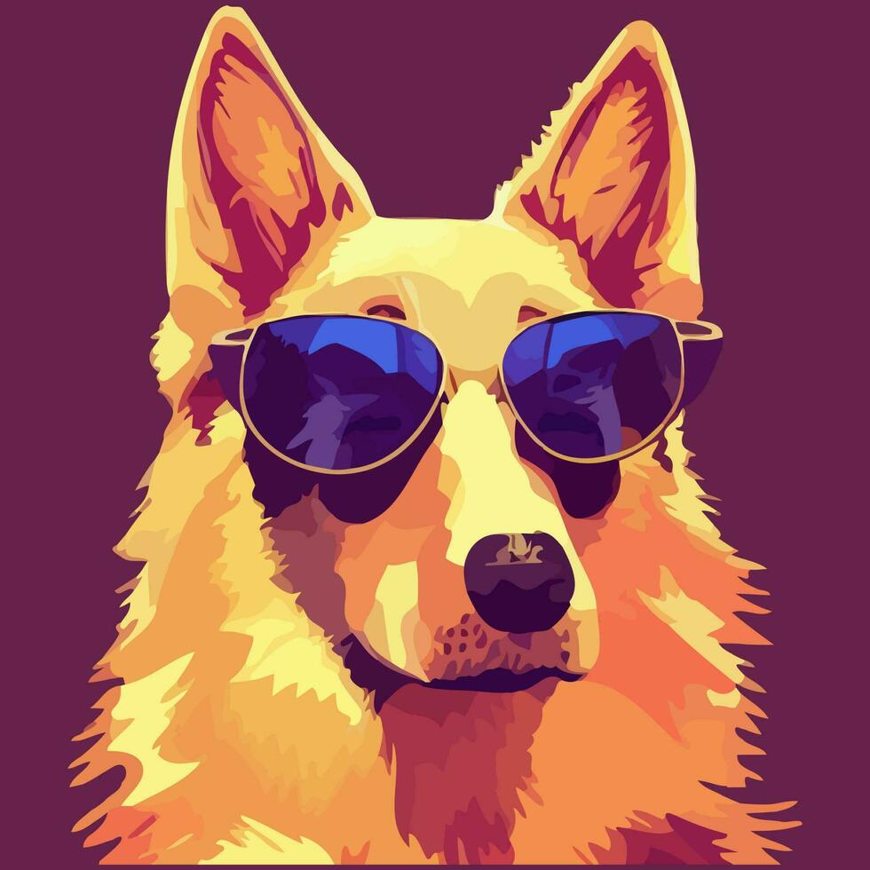 illustration Vector graphic of German shepherd wearing sunglasses isolated good for poster, mascot, print or customize your design