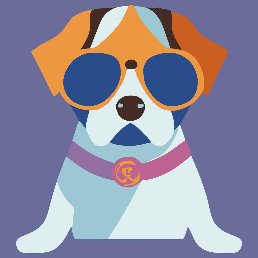 gráfico vectorial de ilustración de beagle con gafas de sol aislado bueno para logotipo, icono, mascota, imprimir o personalizar su diseño vector
