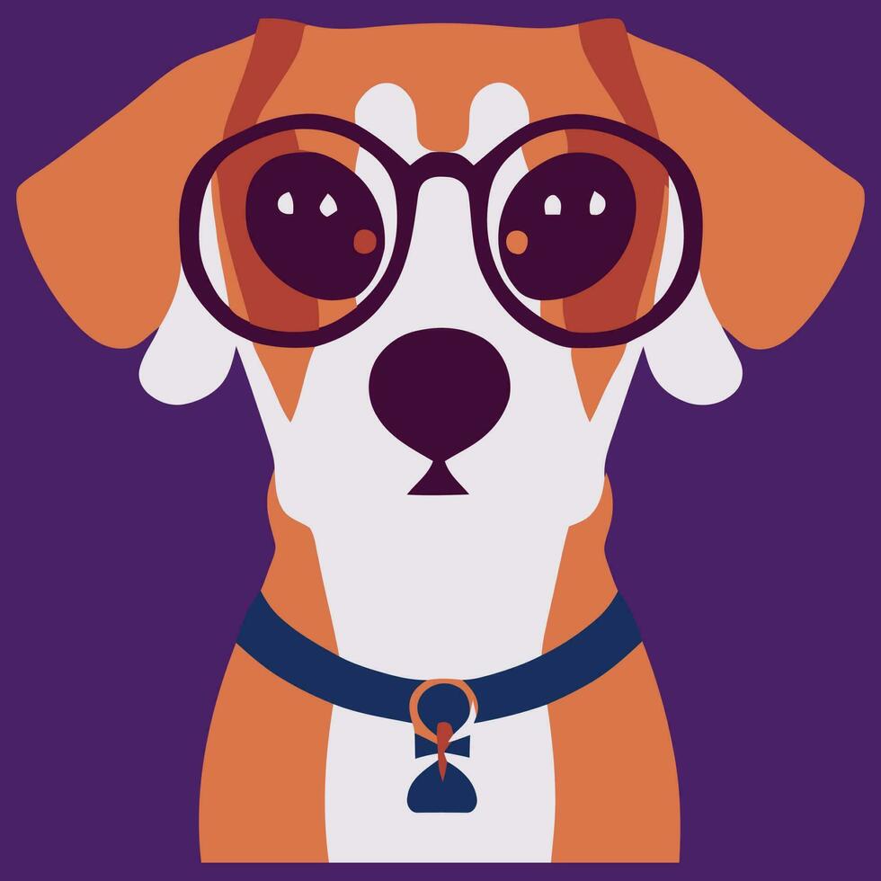 gráfico vectorial de ilustración de beagle con gafas de sol aislado bueno para logotipo, icono, mascota, imprimir o personalizar su diseño vector