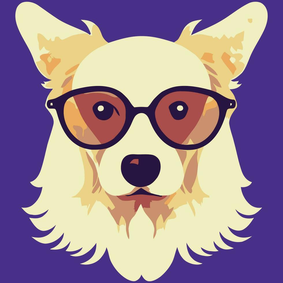 gráfico vectorial de ilustración de golden retriever con gafas de sol aislado bueno para logotipo, icono, mascota, imprimir o personalizar su diseño vector