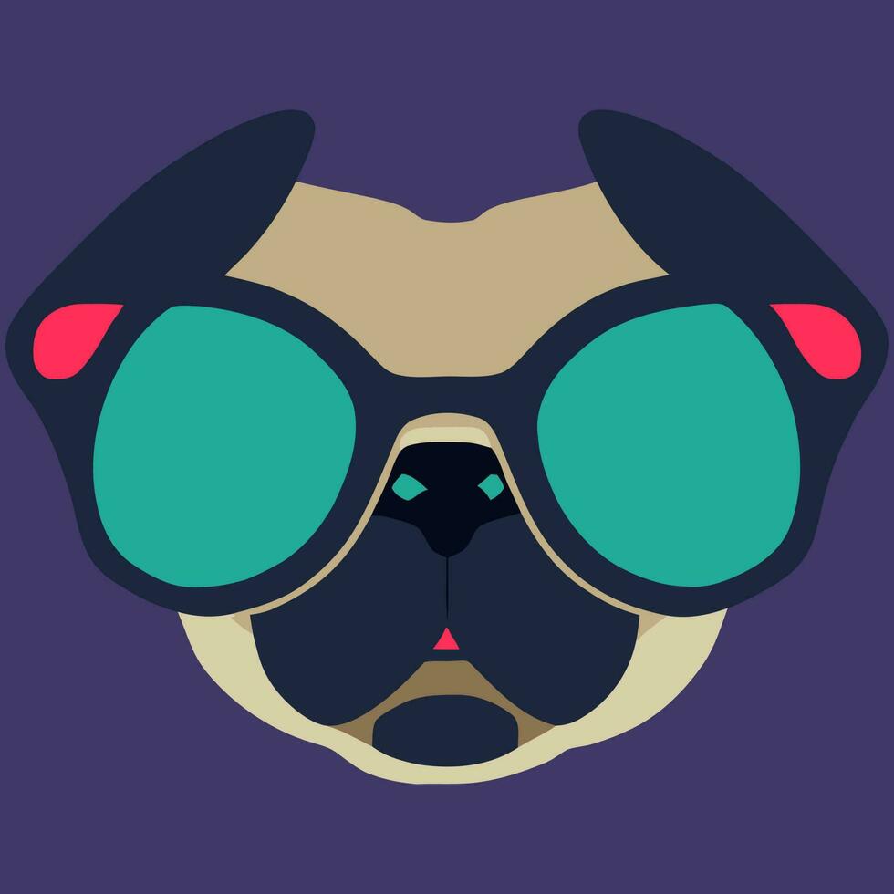 gráfico vectorial de ilustración de pug con gafas de sol aislado bueno para logotipo, icono, mascota, imprimir o personalizar su diseño vector