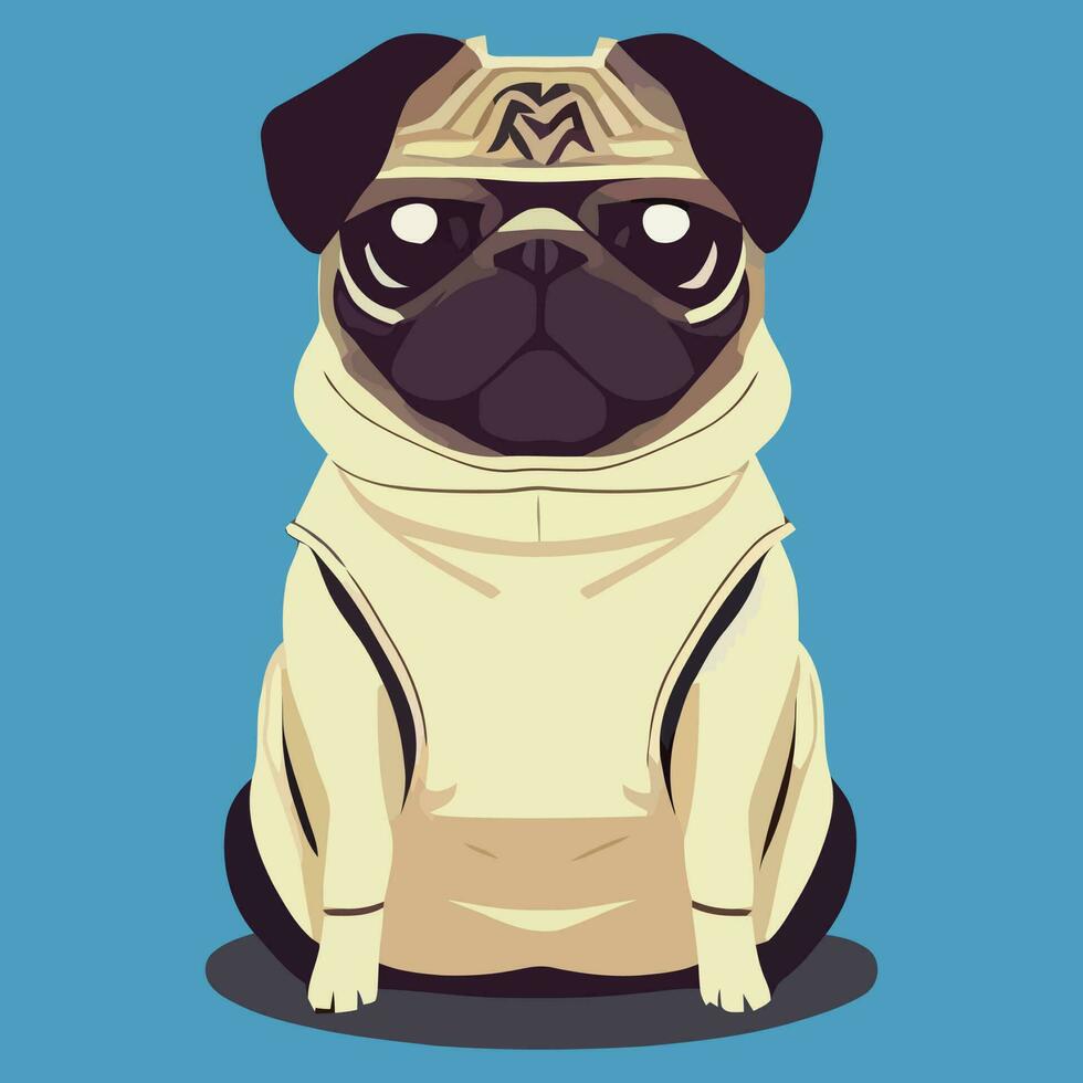 gráfico vectorial de ilustración de pug con gafas de sol aislado bueno para logotipo, icono, mascota, imprimir o personalizar su diseño vector