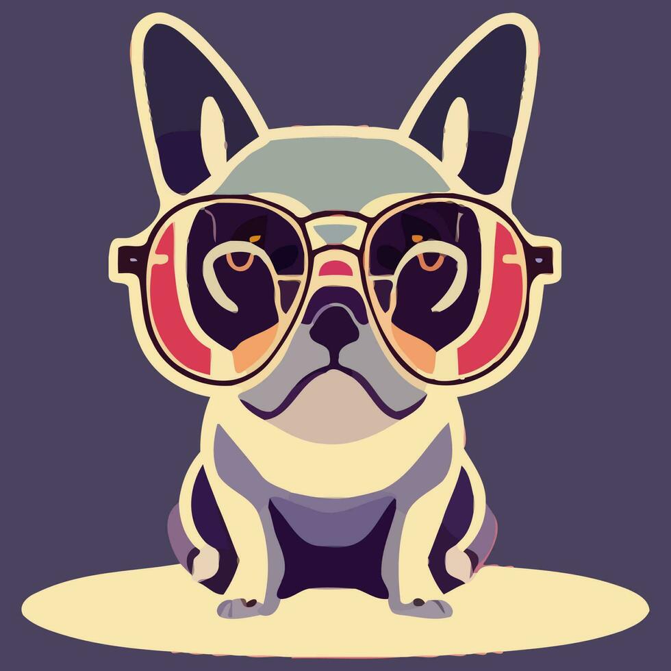 illustration Vector graphic of French bulldog wearing sunglasses isolated good for logo, icon, mascot, print or customize your design