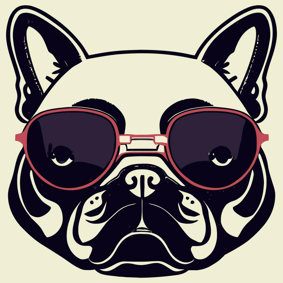 gráfico vectorial de ilustración de bulldog francés con gafas aislado bueno para logotipo, icono, mascota, imprimir o personalizar su diseño vector