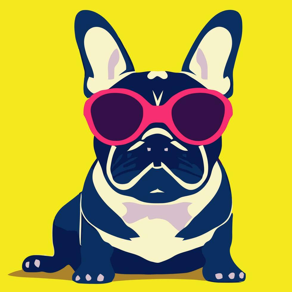 illustration Vector graphic of French bulldog wearing sunglasses isolated good for logo, icon, mascot, print or customize your design