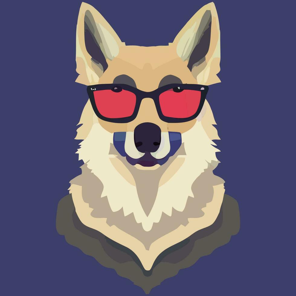 gráfico vectorial de ilustración de pastor alemán con gafas de sol aislado bueno para afiche, mascota, impresión o personalización de su diseño vector