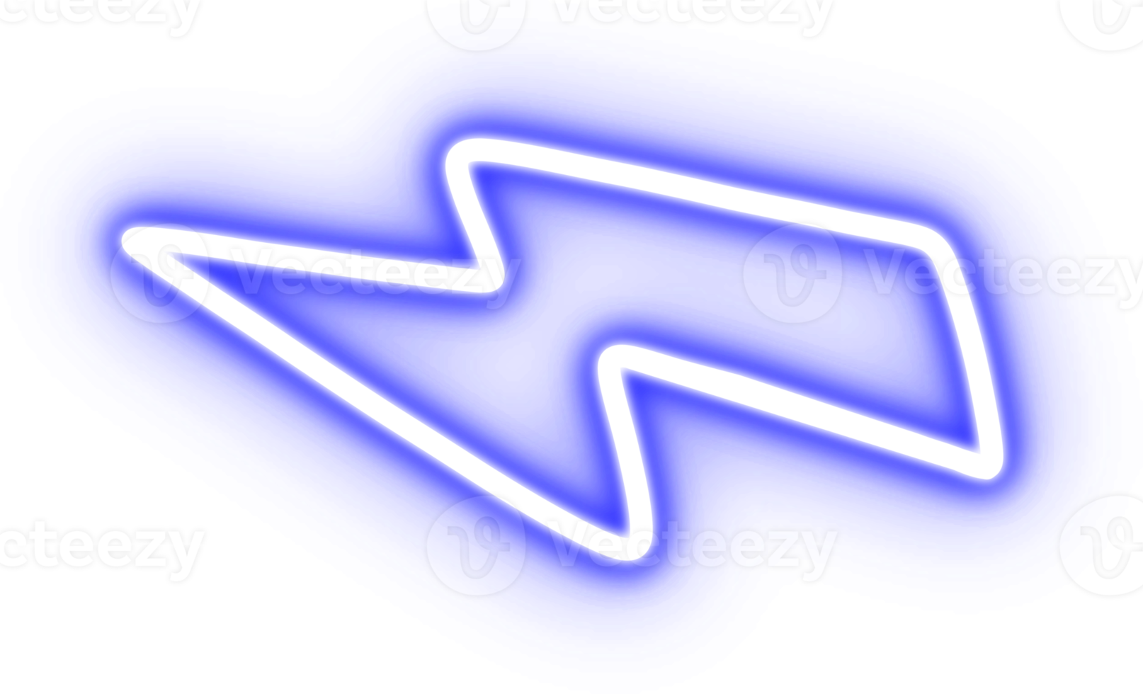 trovão em luz neon para elemento de design. fundo isolado de luz de neon de lâmpada azul png