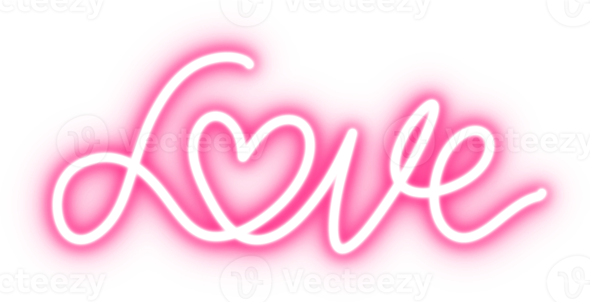 love text in neon light for design element. pink bulb neon light isolated background png