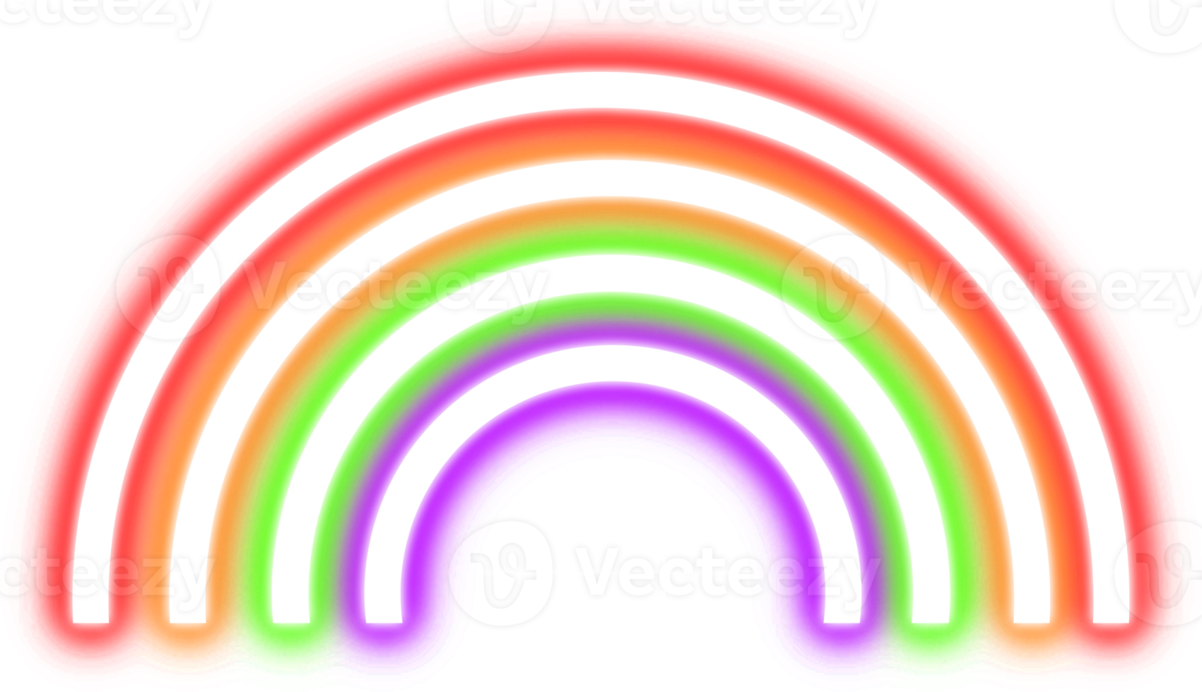 arco iris en luz de neón para elemento de diseño. fondo aislado de luz de neón de bombilla roja, naranja, verde y púrpura png