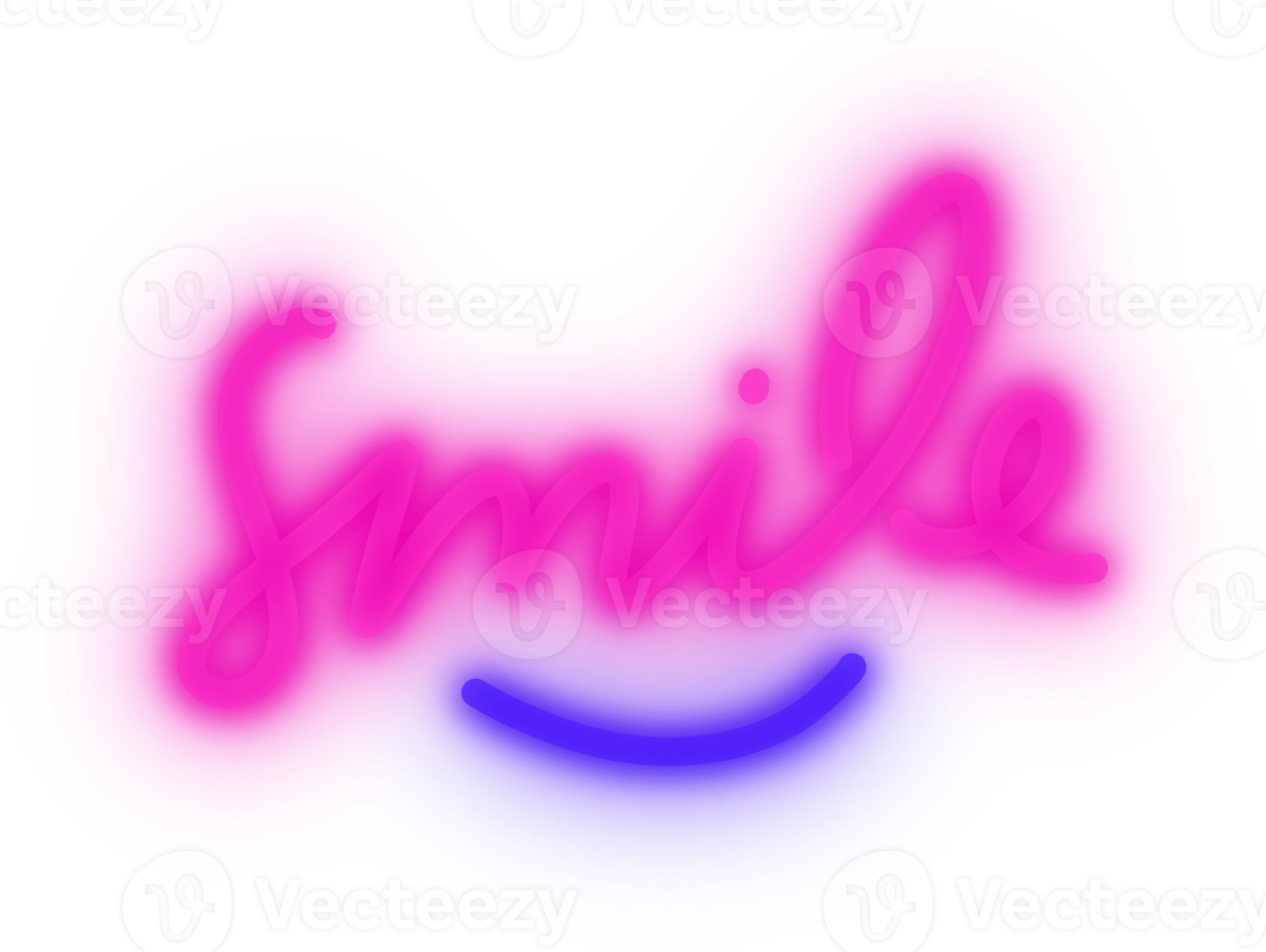 smile text in neon light for design element. pink and blue bulb neon light isolated background png