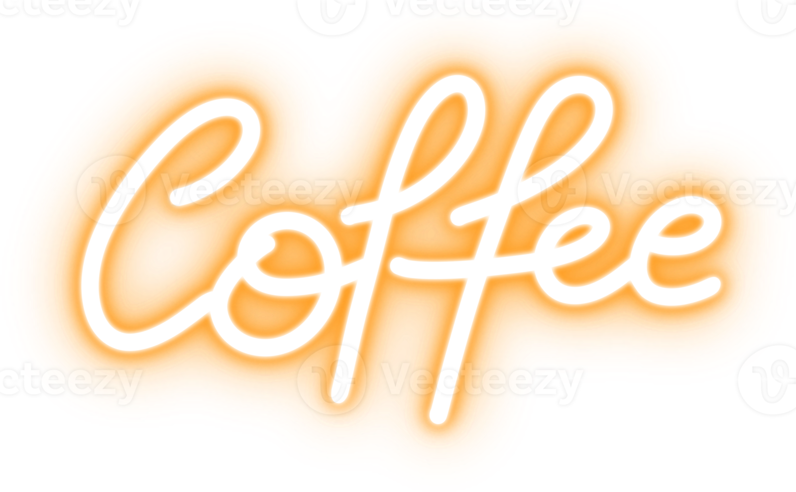 coffee text in neon light for design element. orange bulb neon light isolated background png