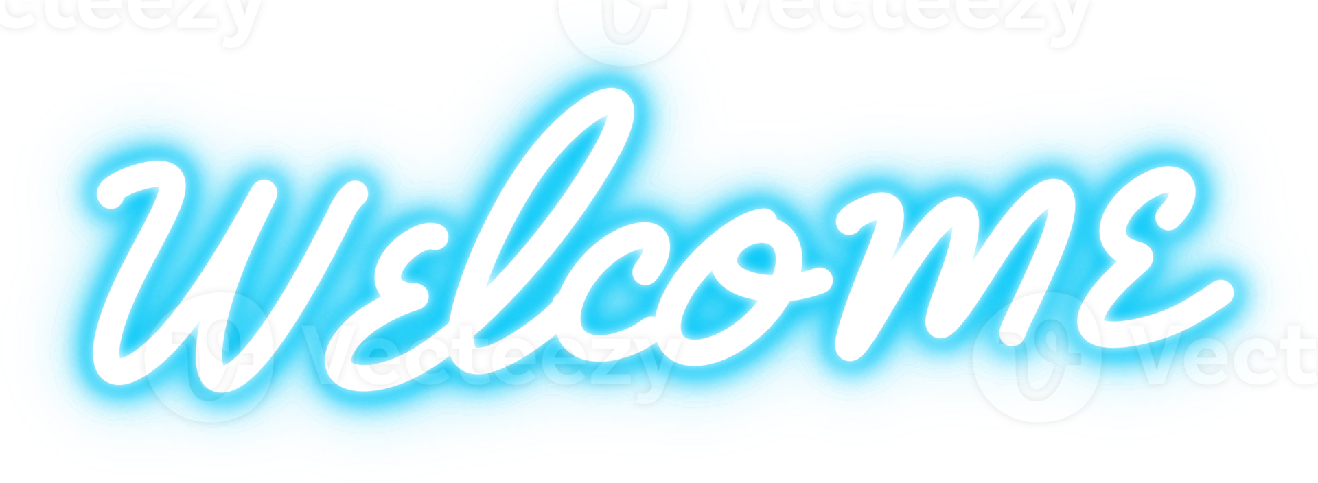 welcome text in neon light for design element. green bulb neon light ...