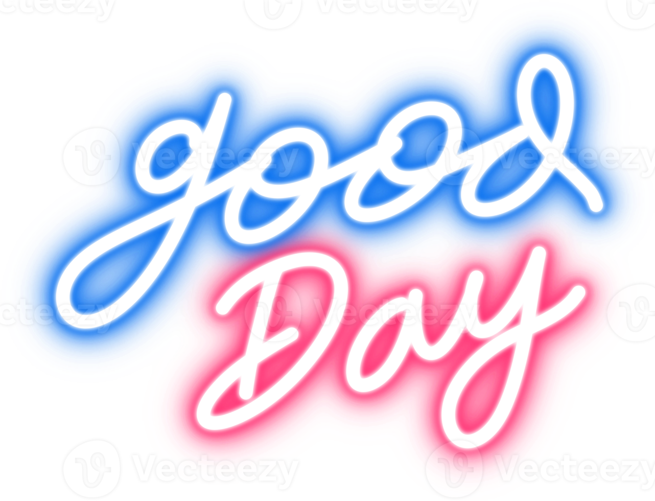 good day text in neon light for design element. blue and pink bulb neon light isolated background png