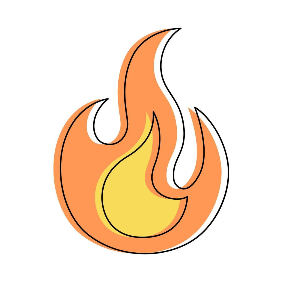 Simple line fire flame icon. Power, energy, fuel symbol. vector