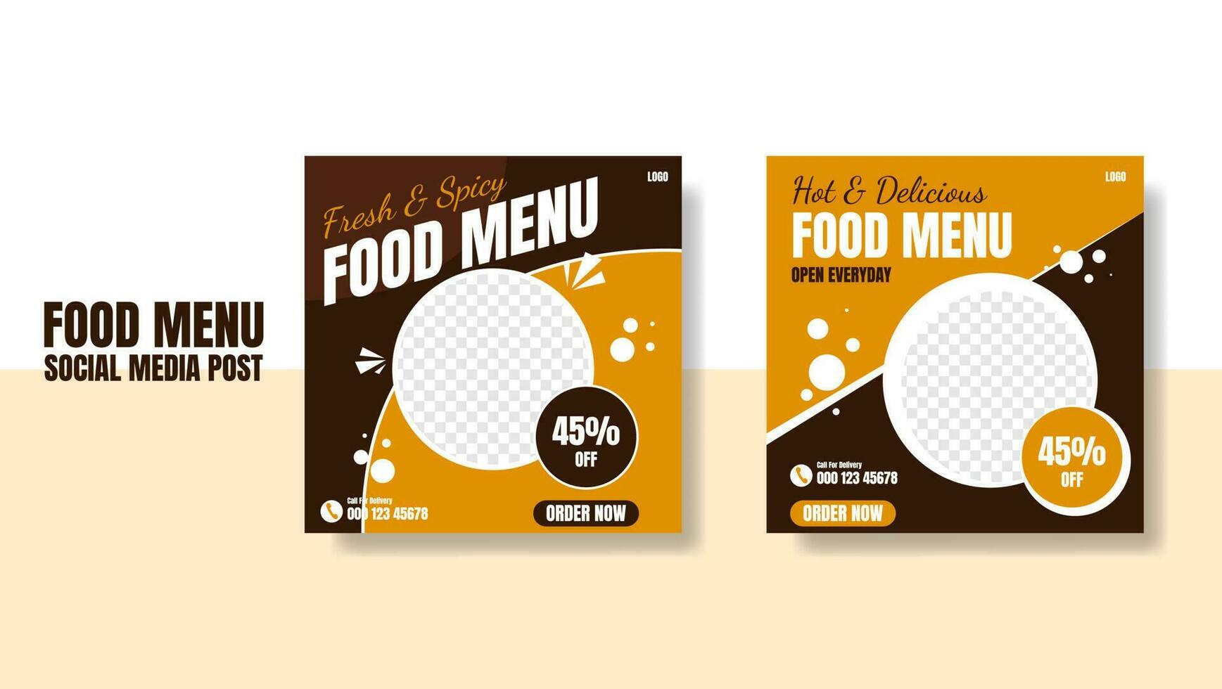 restaurant business marketing social media post or web banner template. set of food menu social media post template design vector