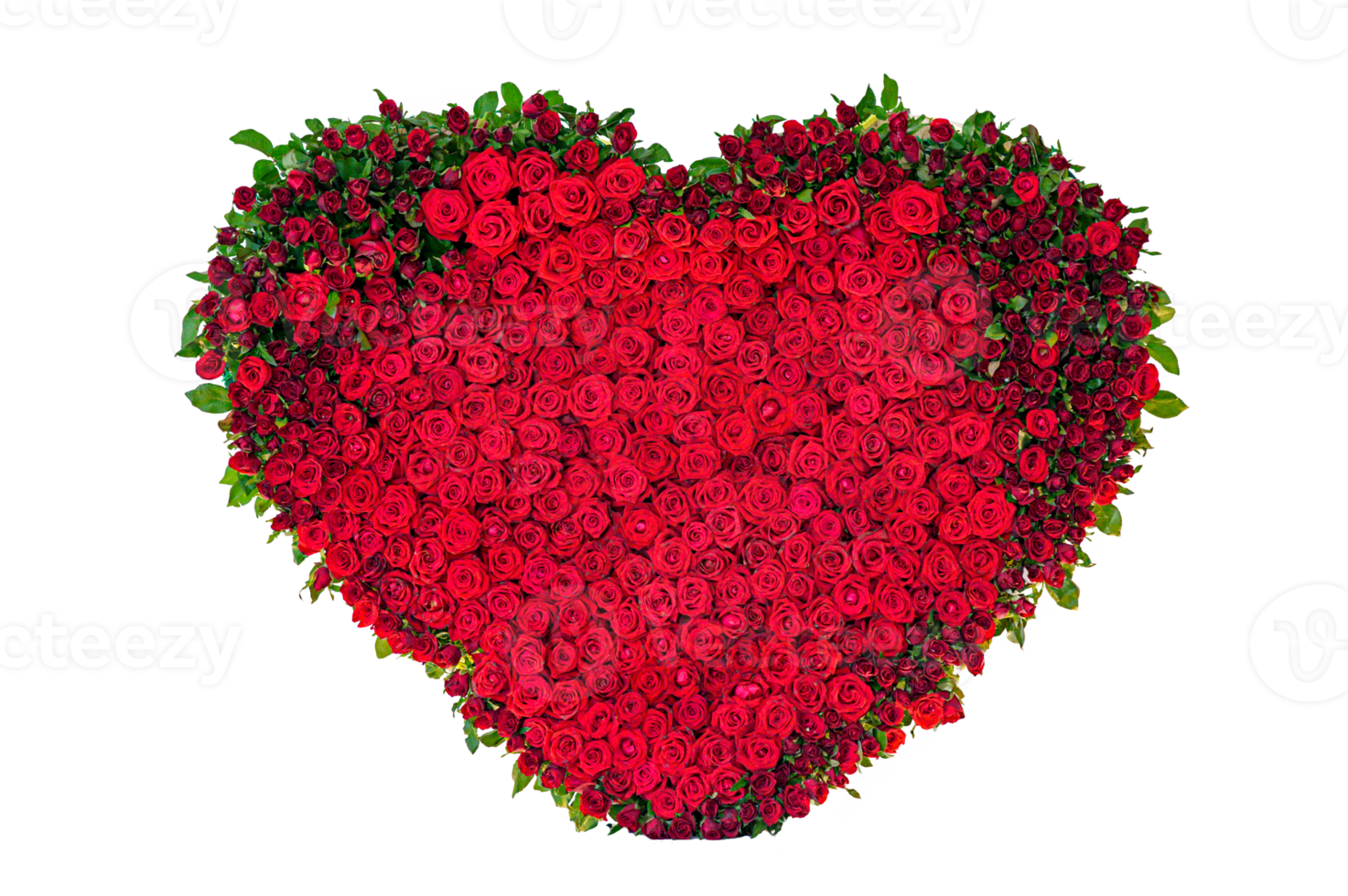 red rose bouquet with heart pattern Isolate on transparent background PNG file