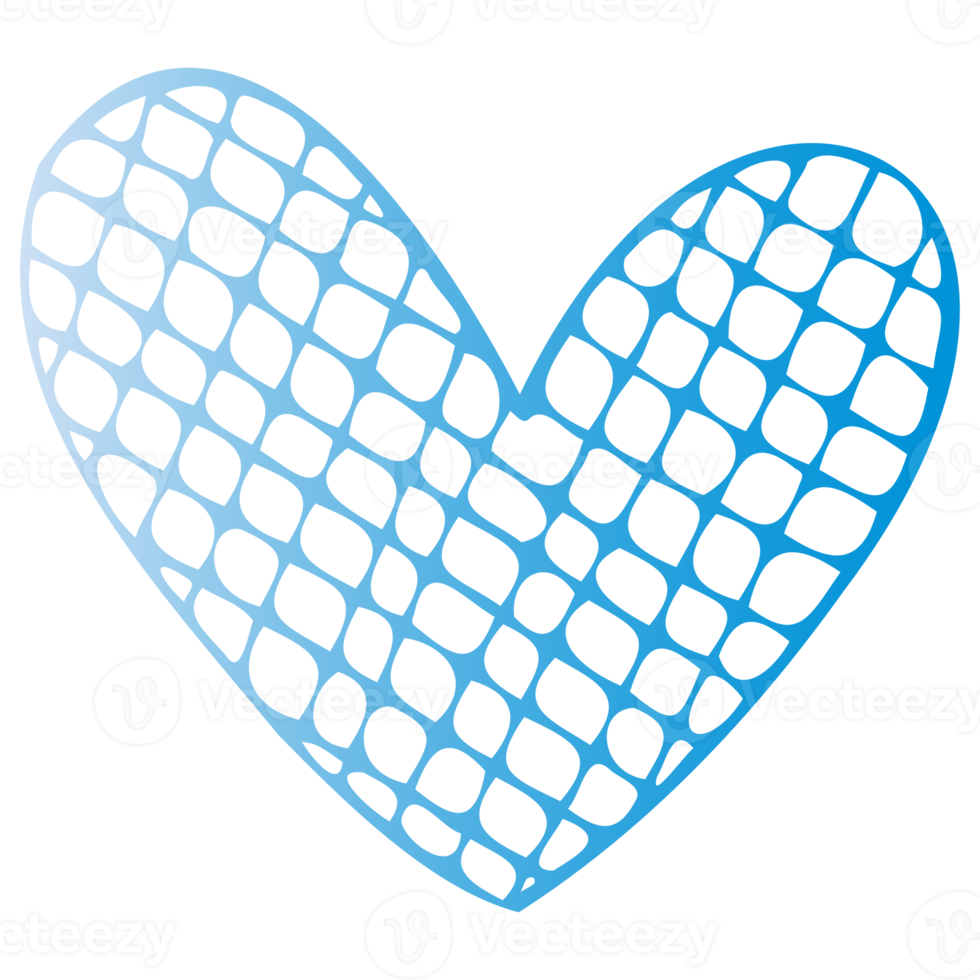 Simple blue doodle heart. Isolated design element for valentine's day, wedding, romance. Transparent PNG clipart