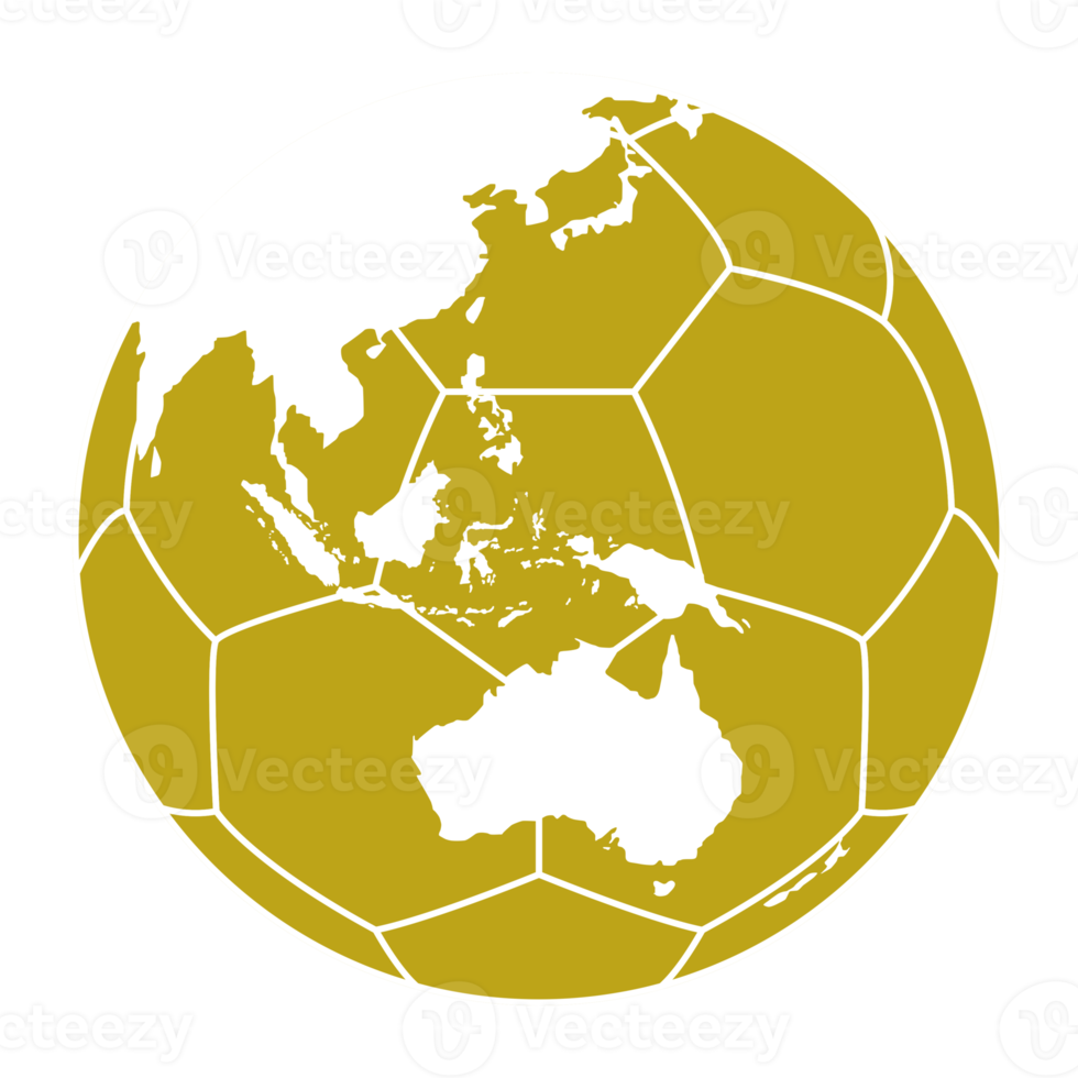 World Map on the Foot Ball Silhouette for Icon, Symbol, Pictogram, Sport News, Art Illustration, Apps, Website or Graphic Design Element. Format PNG