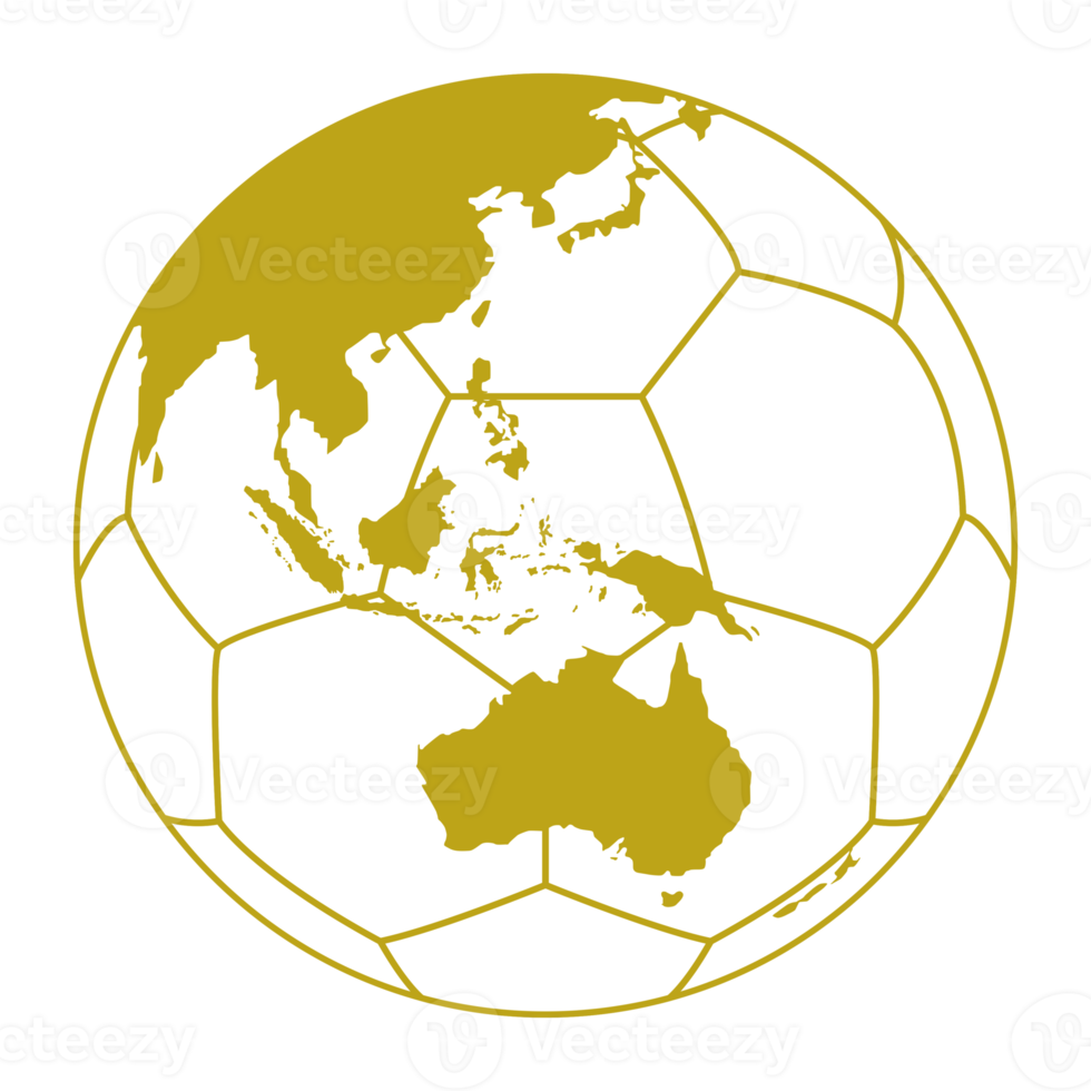 World Map on the Foot Ball Silhouette for Icon, Symbol, Pictogram, Sport News, Art Illustration, Apps, Website or Graphic Design Element. Format PNG
