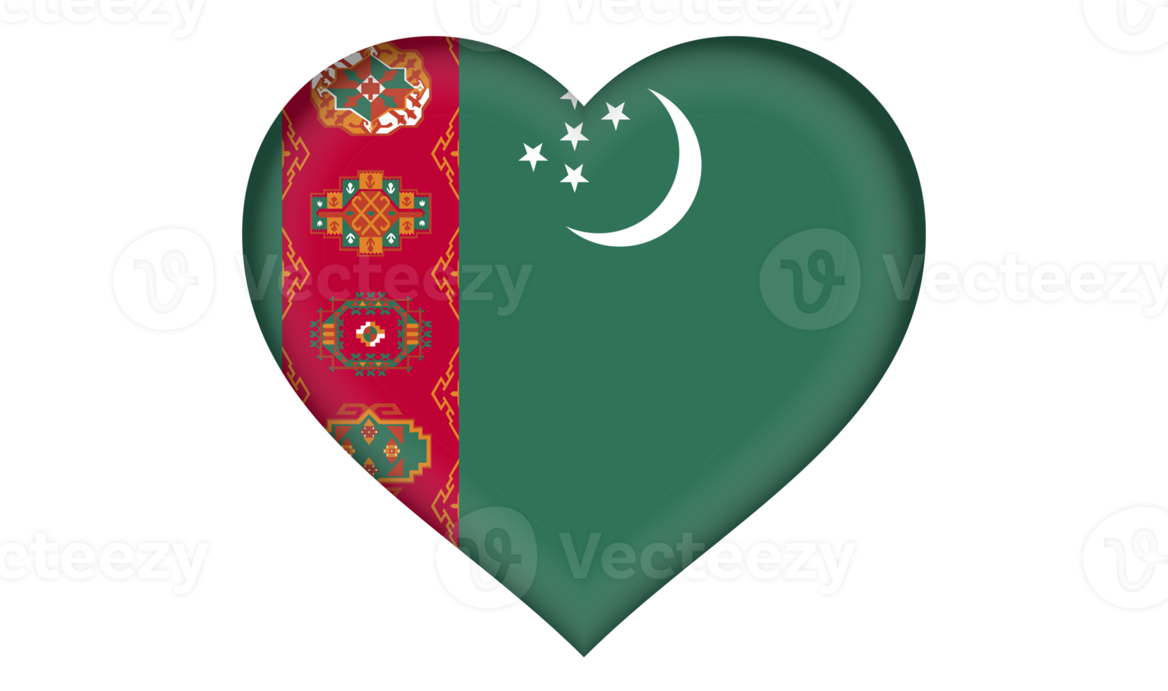Turkmenistan flag icon in the form of a heart png