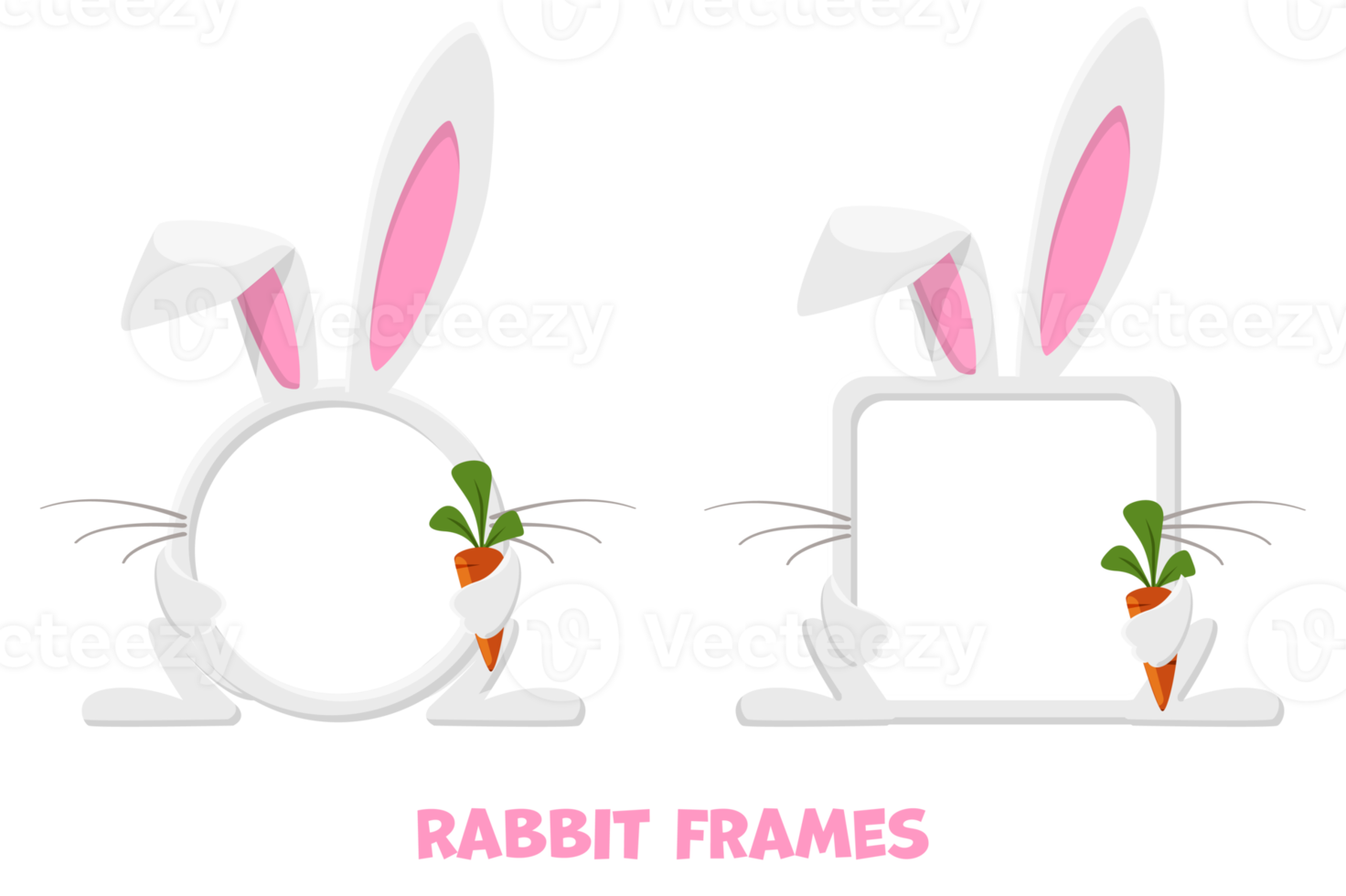 Avatar frames rabbit or hare with carrot, animal template for game. png