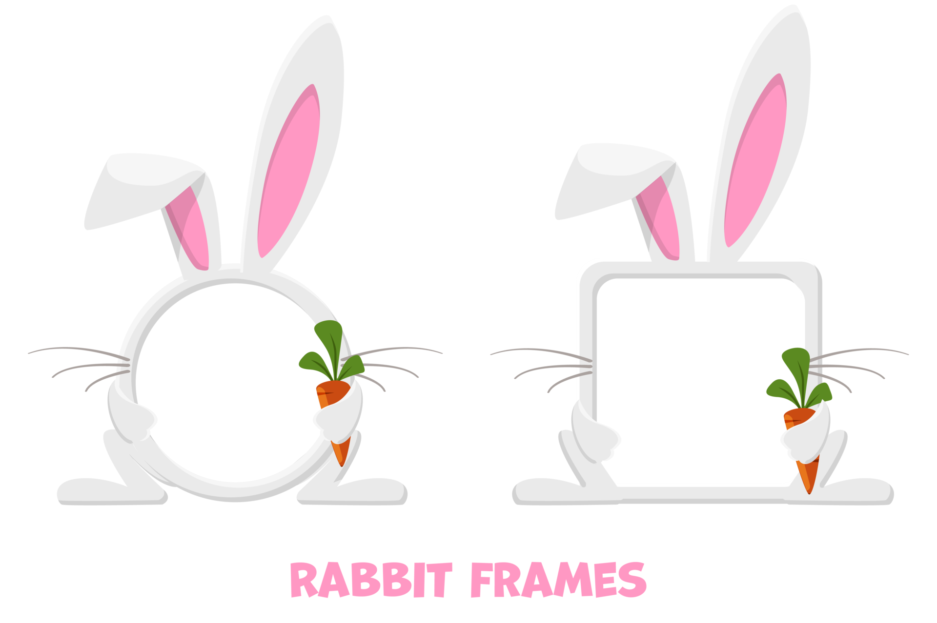 Avatar frames rabbit or hare with carrot, animal template for game