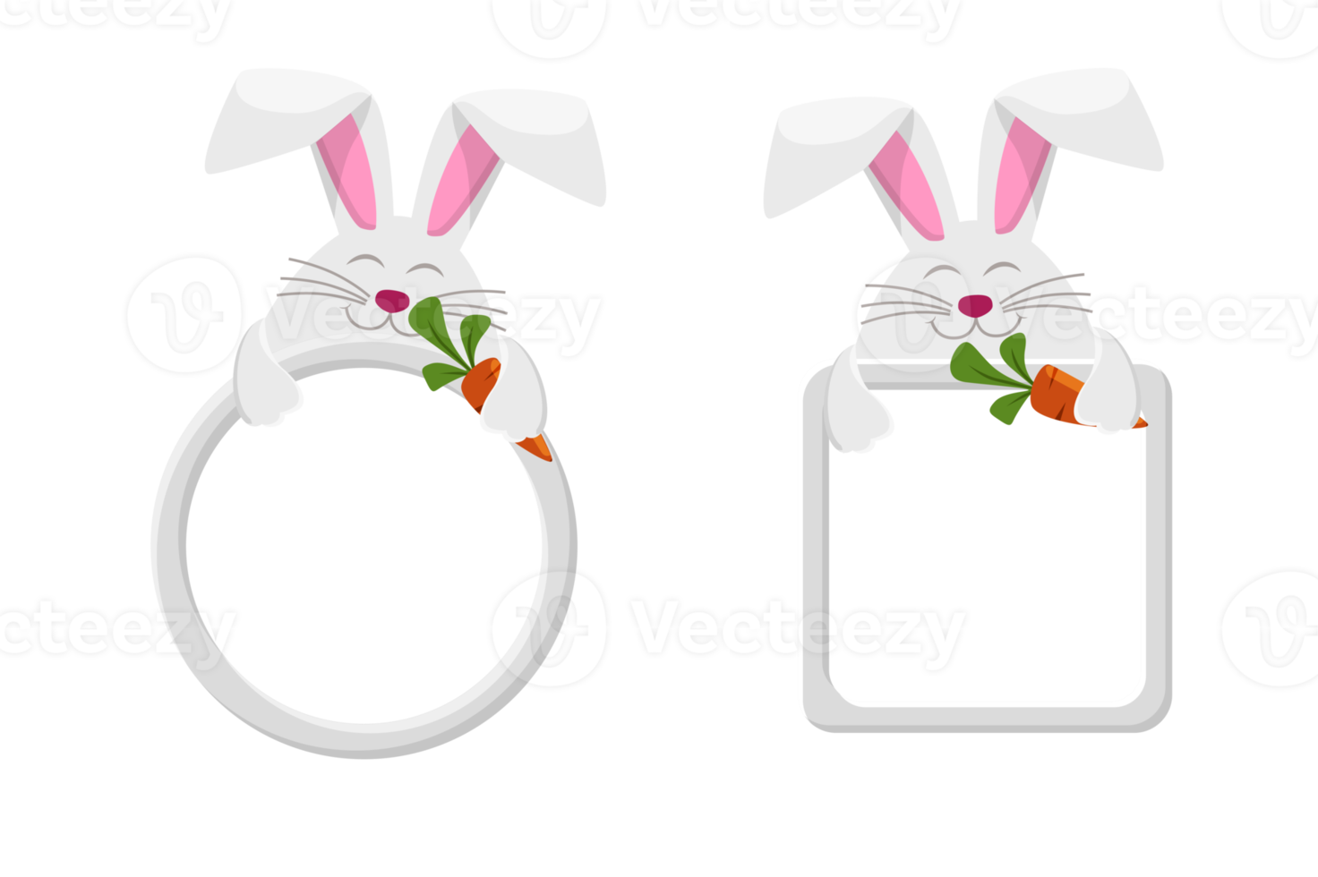Frames rabbit or hare with carrot, animal template for game. png