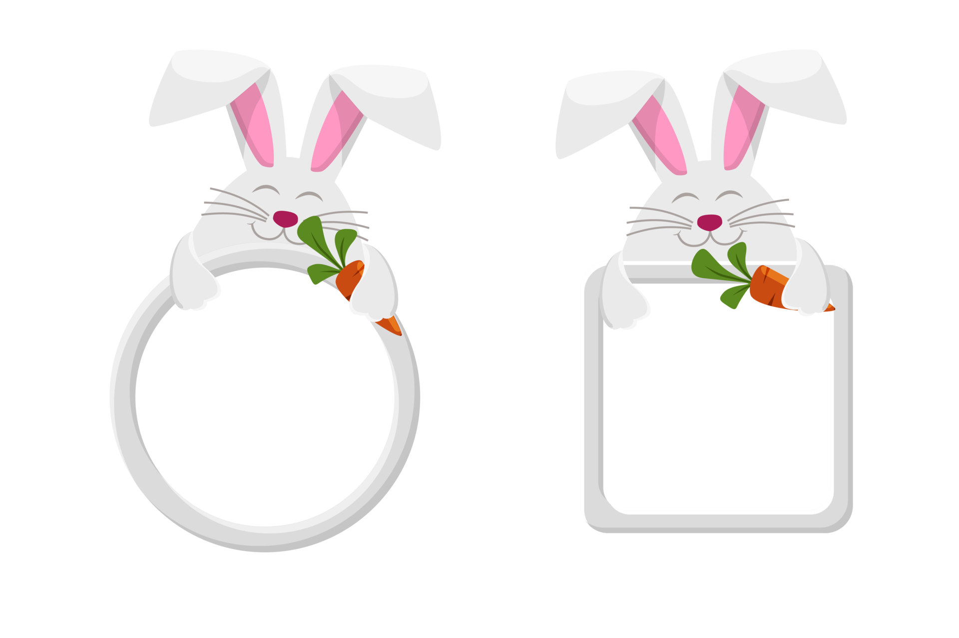 Free Frames rabbit or hare with carrot, animal template for game