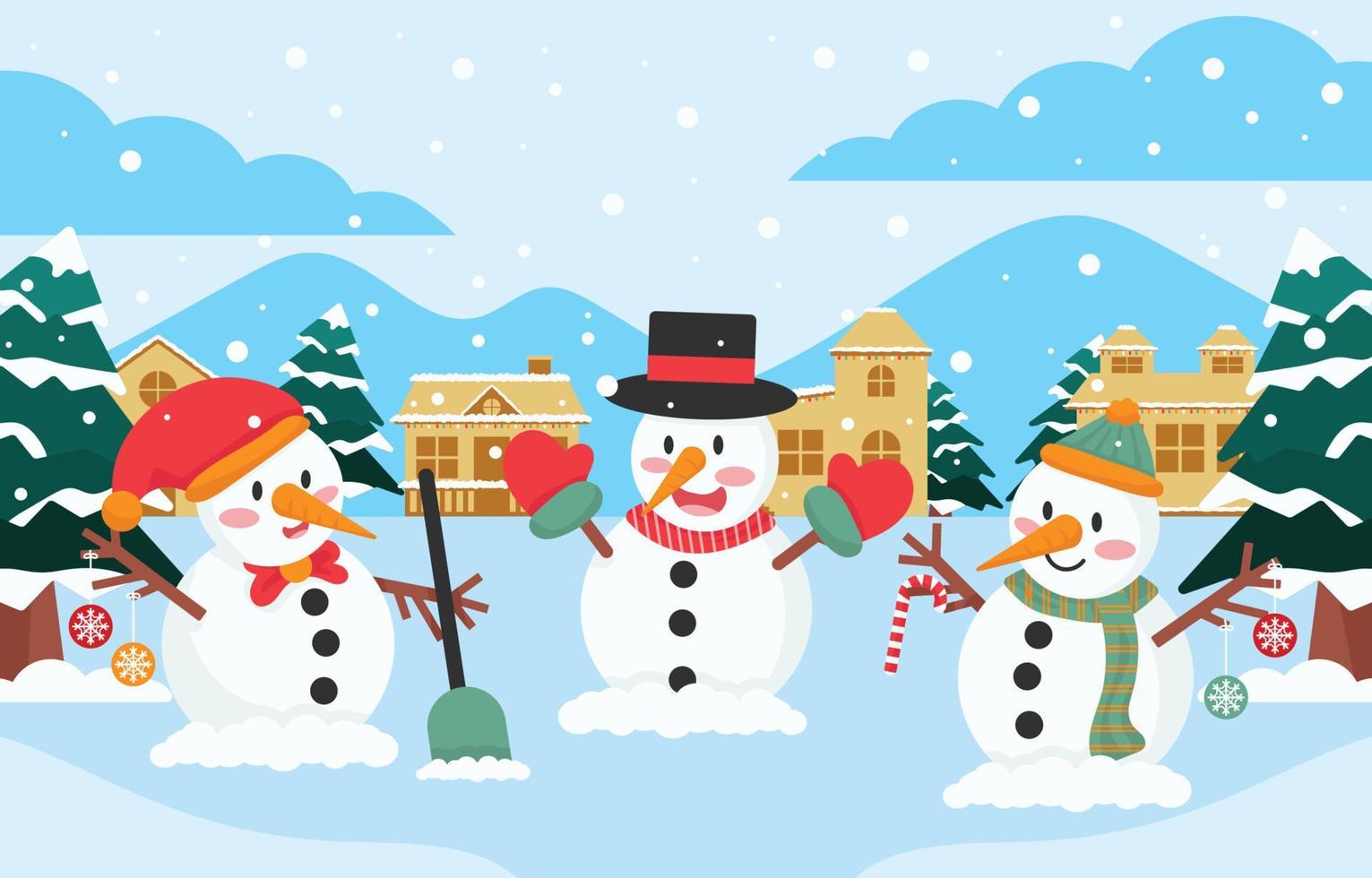 Snowman in winter vector