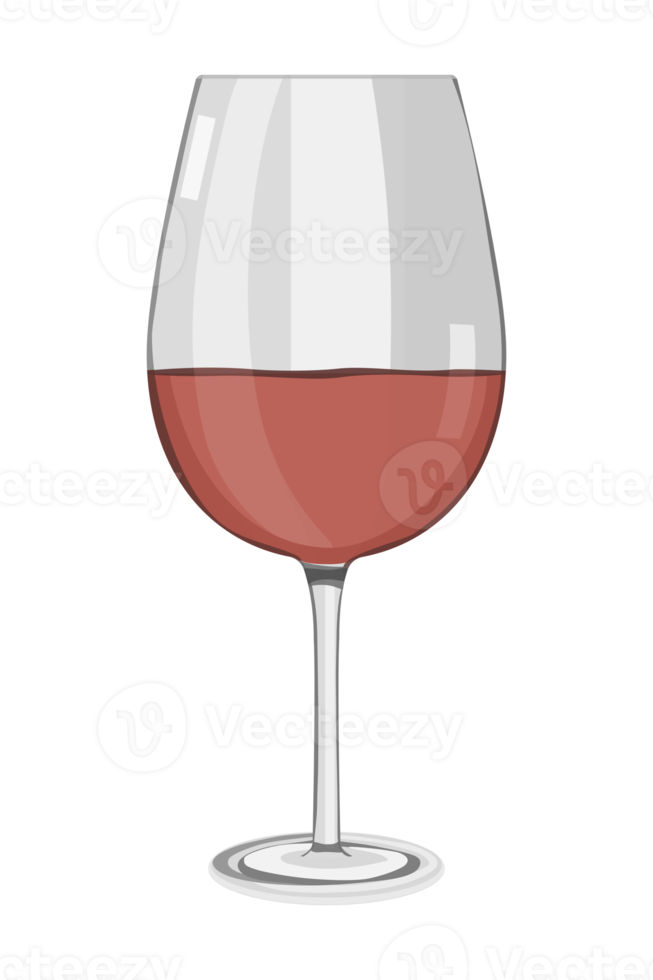 Glass of red wine in flat design png