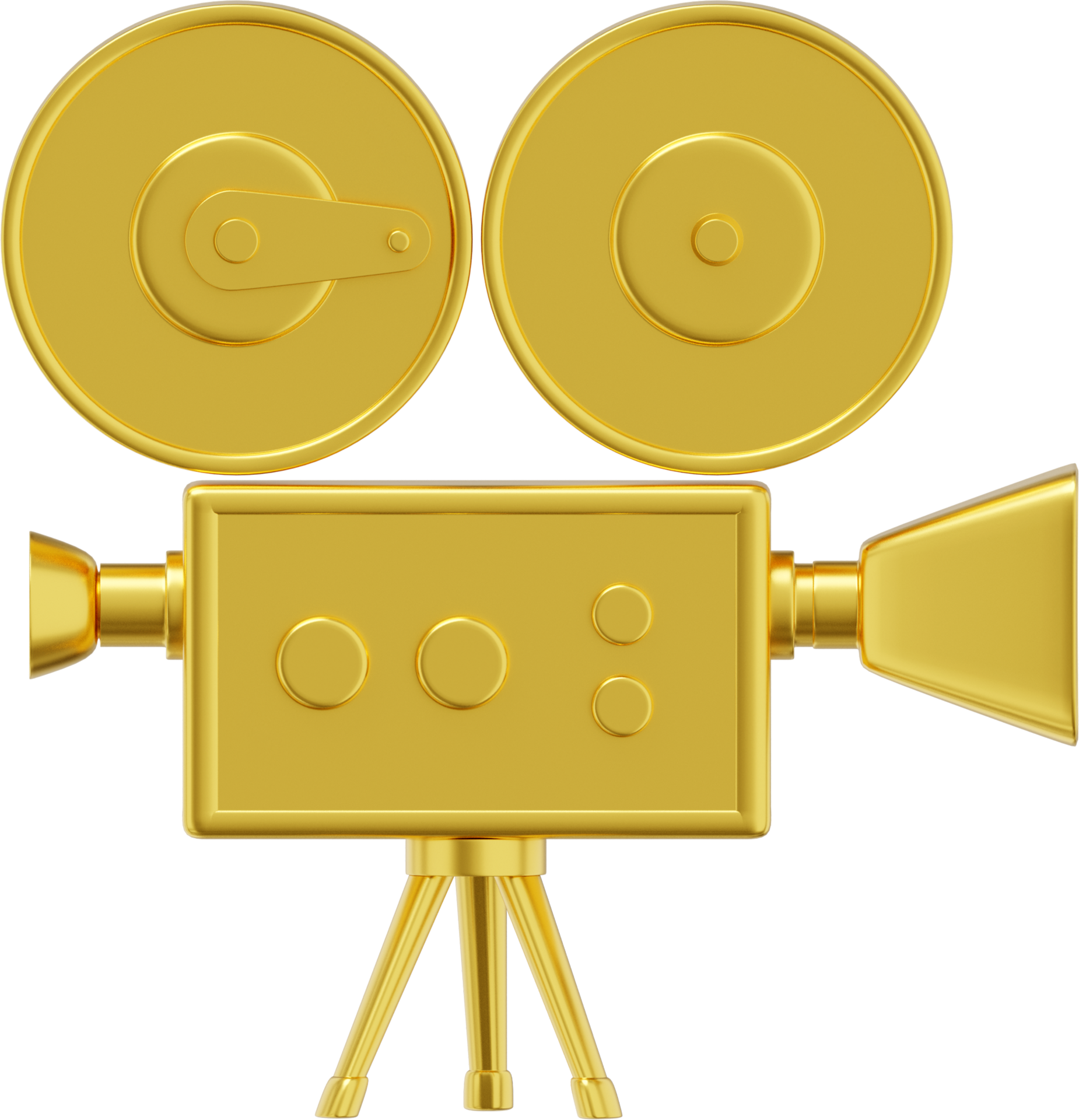 Free Vintage gold cartoon style movie camera. Funny retro video camera. 3D  rendering. PNG icon on transparent background 13442271 PNG with Transparent  Background