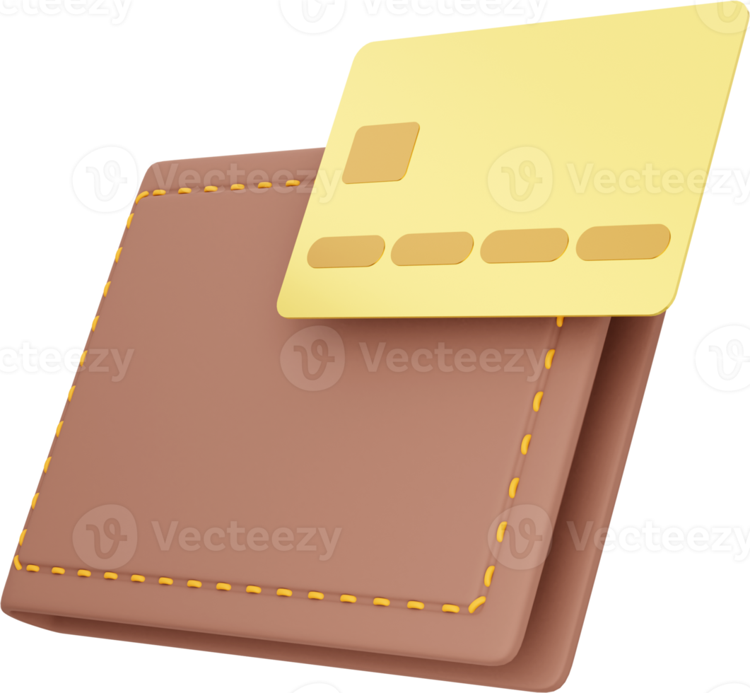 cartera con tarjeta de crédito. icono png sobre fondo transparente.