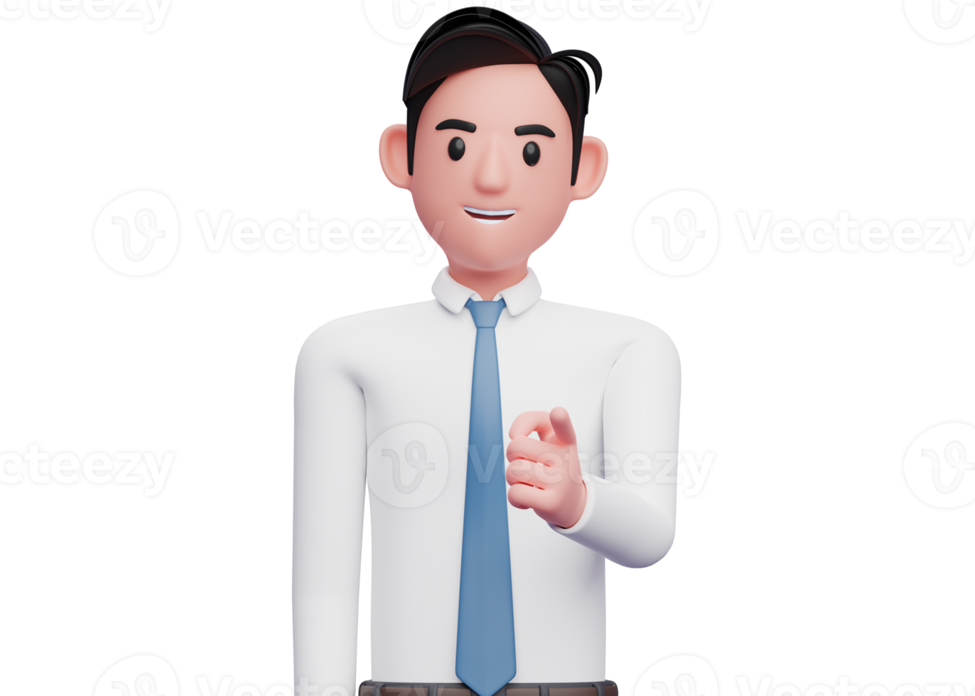 handsome man in white shirt Pointing to the camera, 3D illustration of smart boy pointing camera png